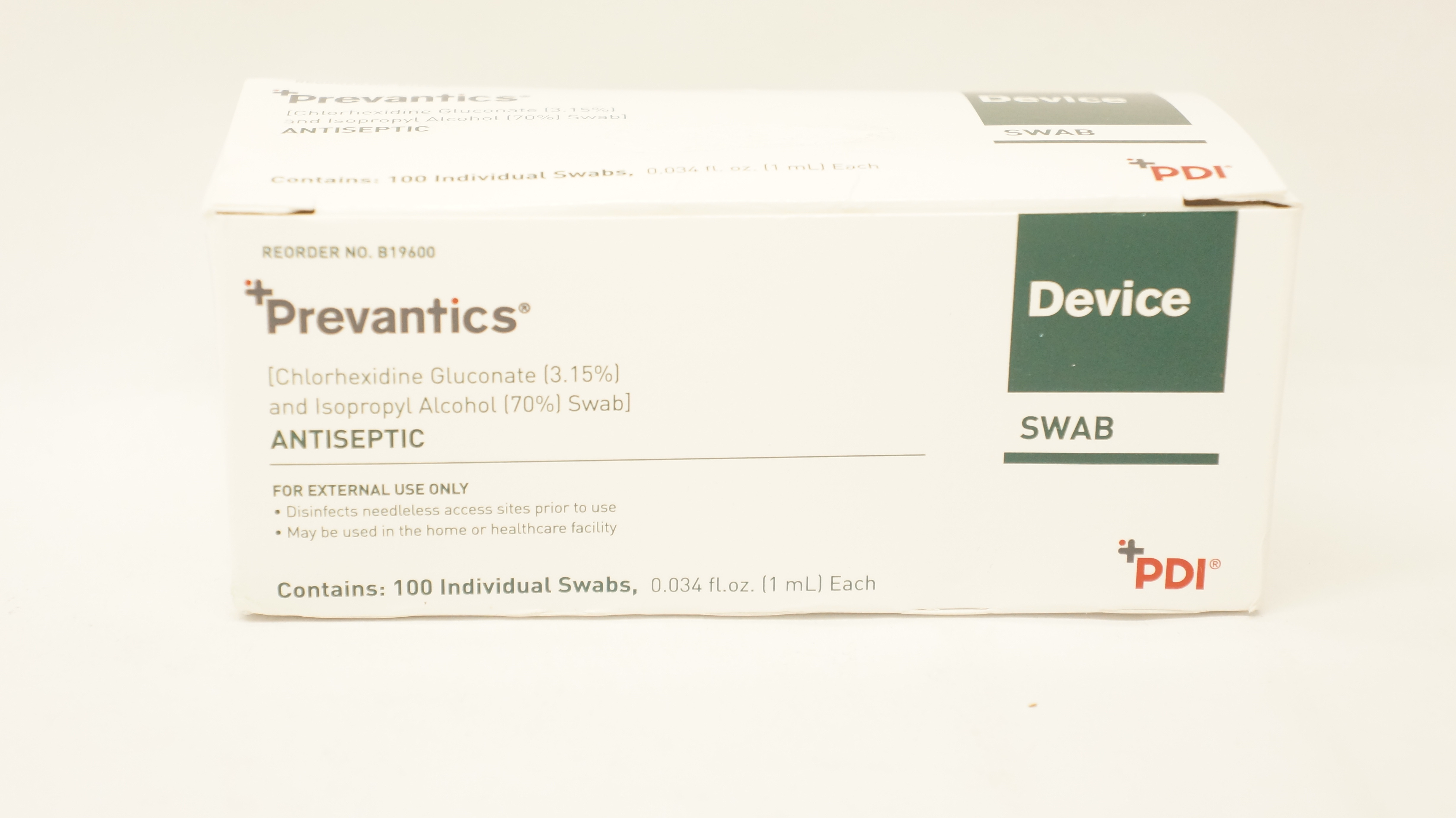 PDI B19600 Prevantics Device, Antiseptic Swabs 1 mL (x) - Box of 100