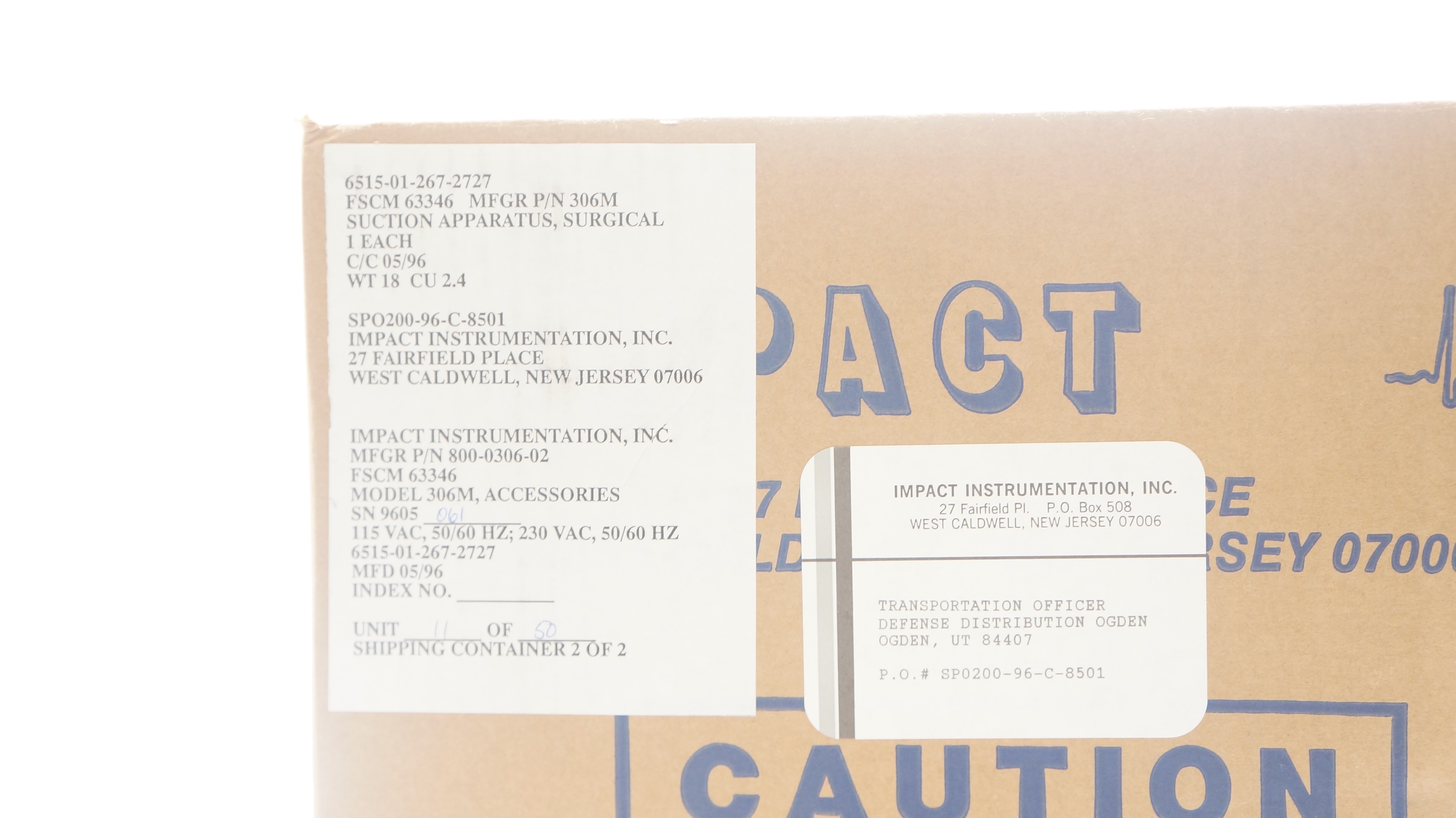 Impact 6515-01-267-2727 Suction Apparatus, Surgical 306M - Case 2 of 2