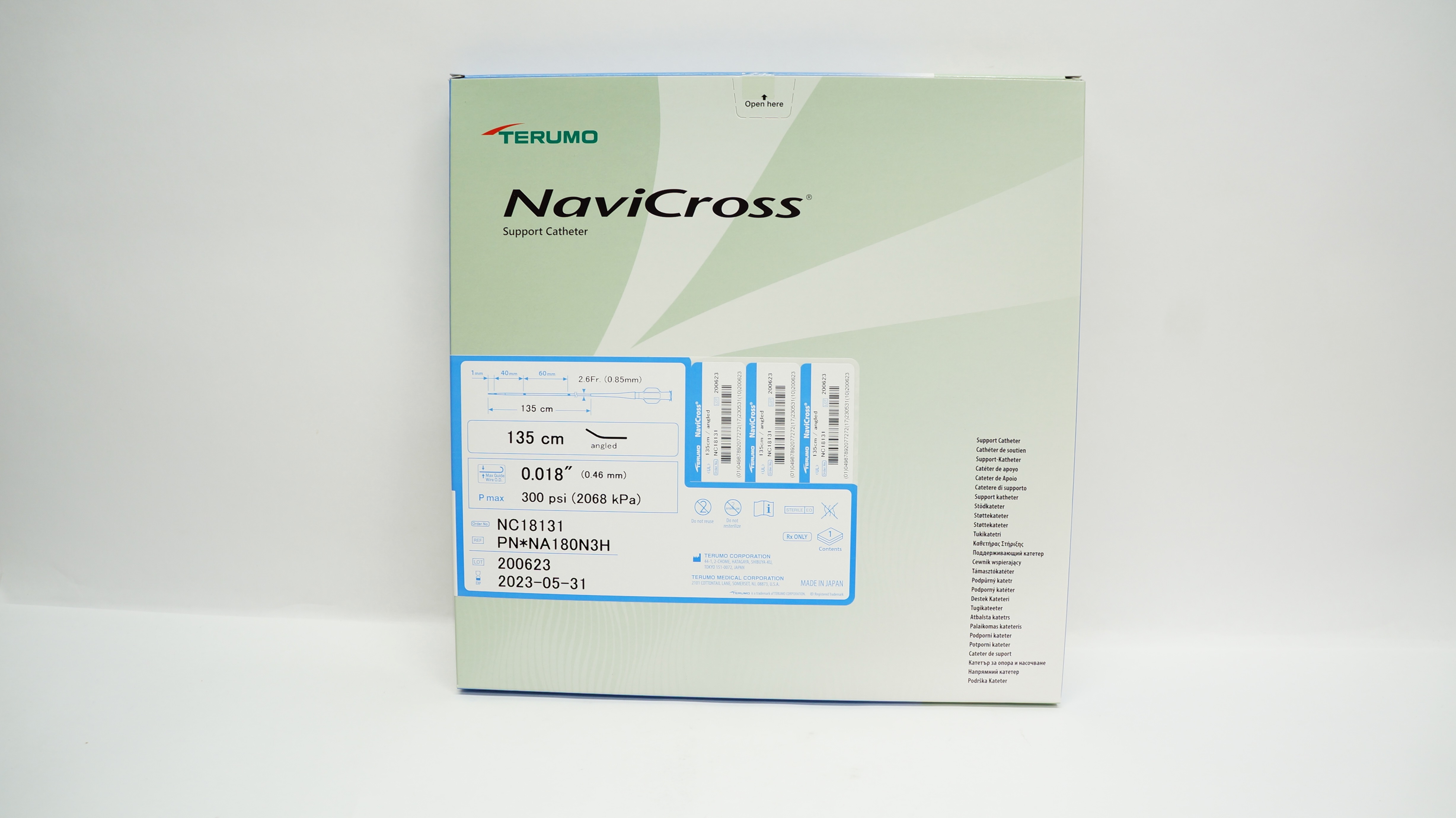 Terumo PN*NA180N3H NaviCross Support Cath. 2.6Fr. x 135cm x 0.018In,300psi (x)