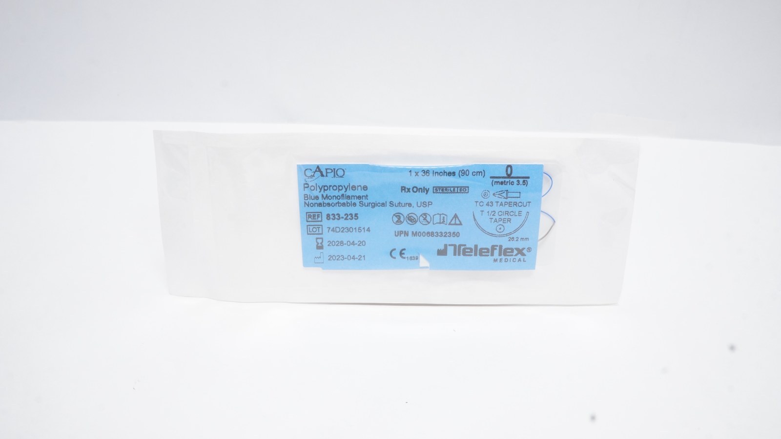 Teleflex 833-235 CAPIO Polypropylene Suture 0 Blue 36in