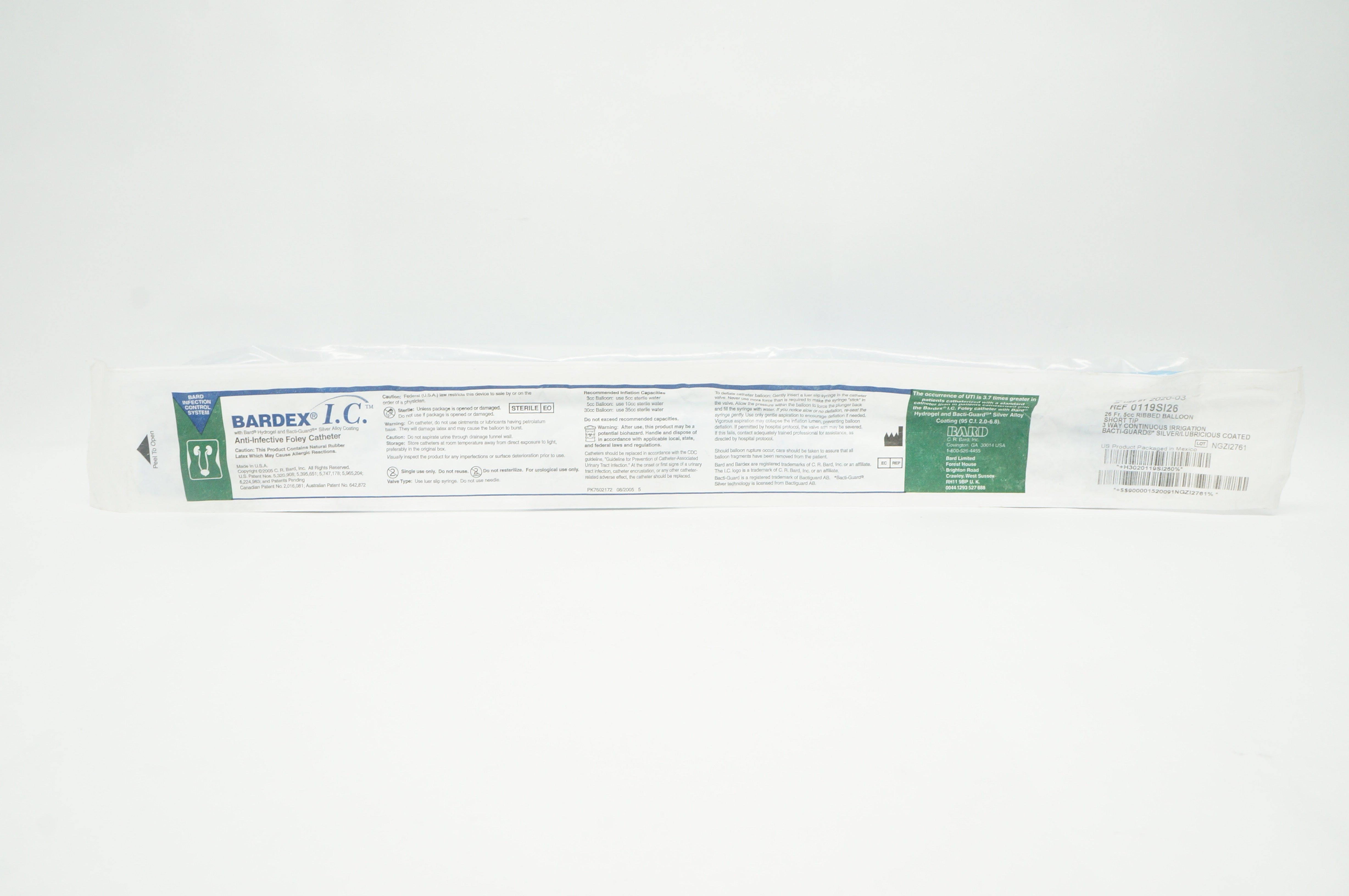 Bard 0119SI26 Bardex IC Anti-Infective Foley Cath. 26Fr. 5cc (x)