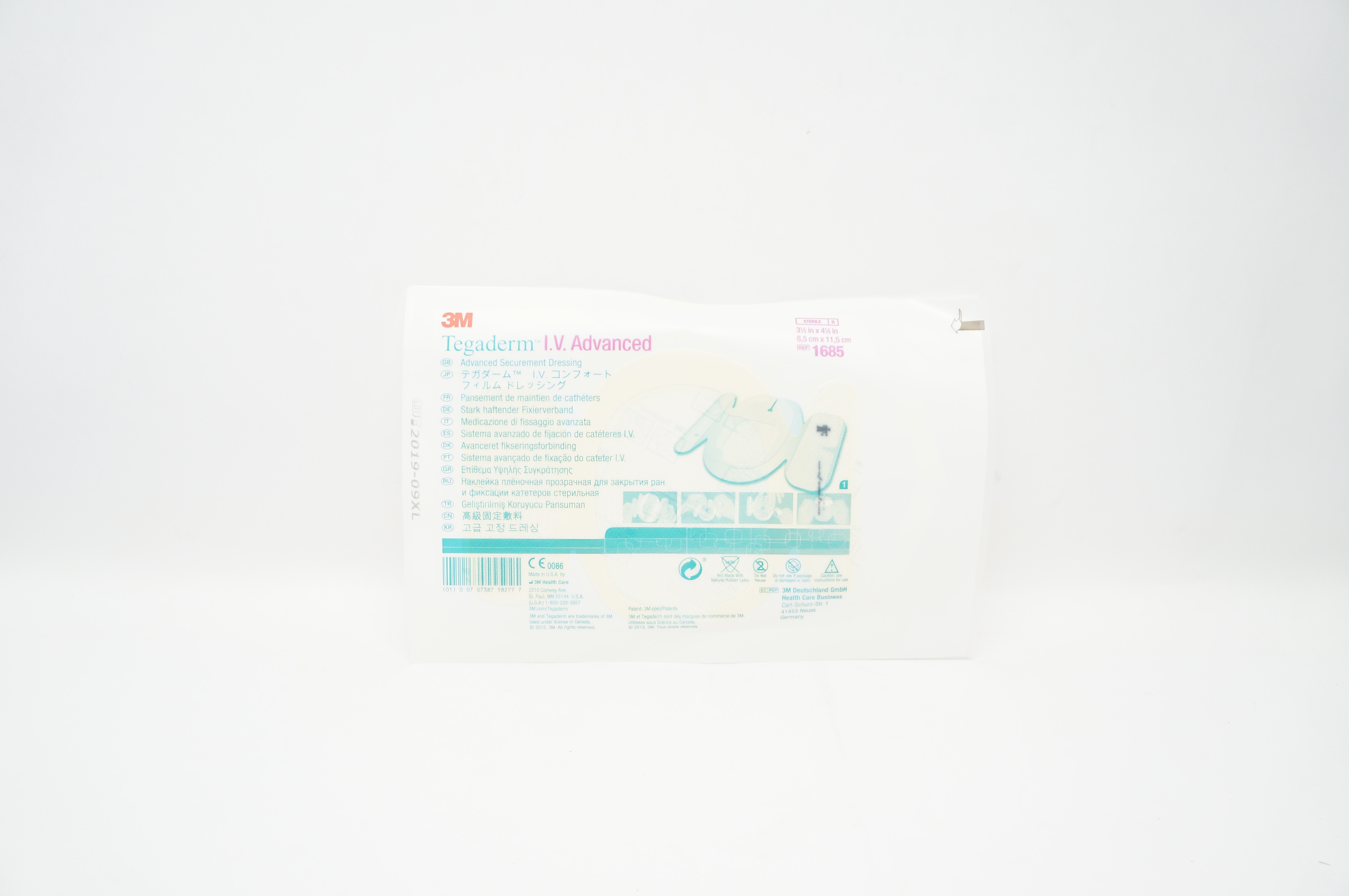 3M 1685 Tegaderm I.V. Advanced Securement Dressing 3-1/2 x 4 1/2 inch (x)