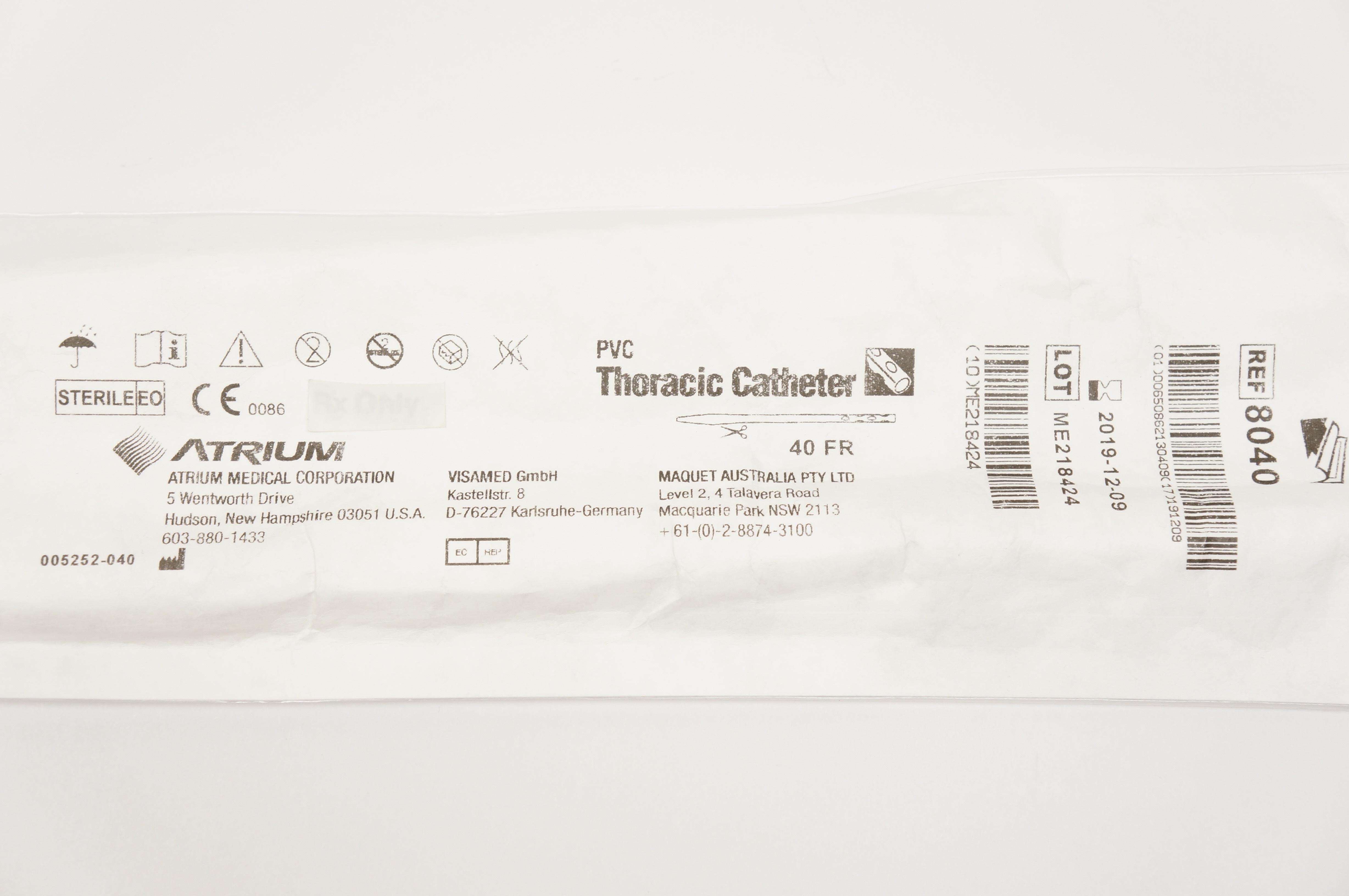 Atrium 8040 PVC Thoracic Cath. 40FR (x)