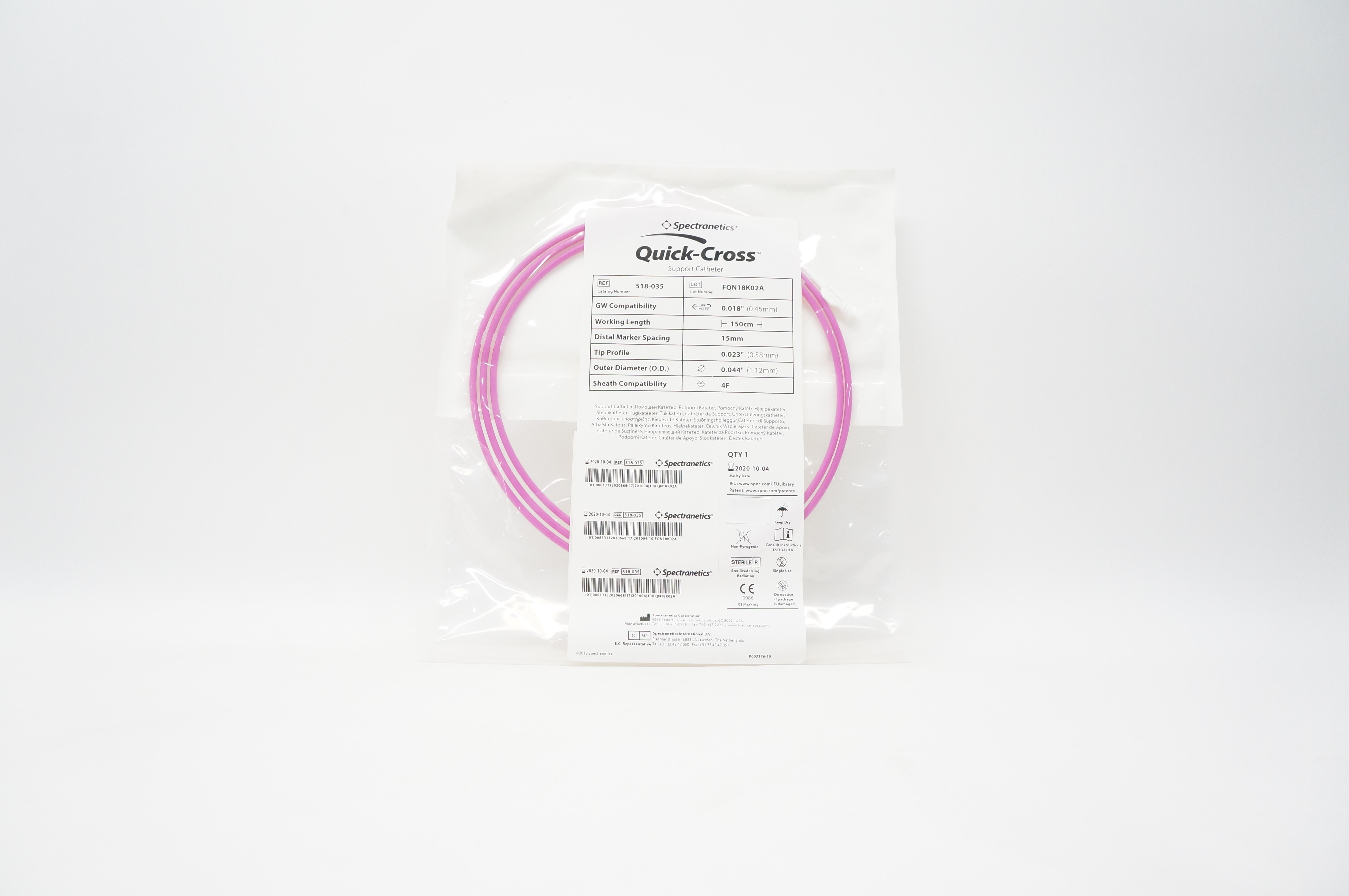 Spectranetics 518-035 Quick-Cross Support Cath. 0.018inch x 150cm (x)