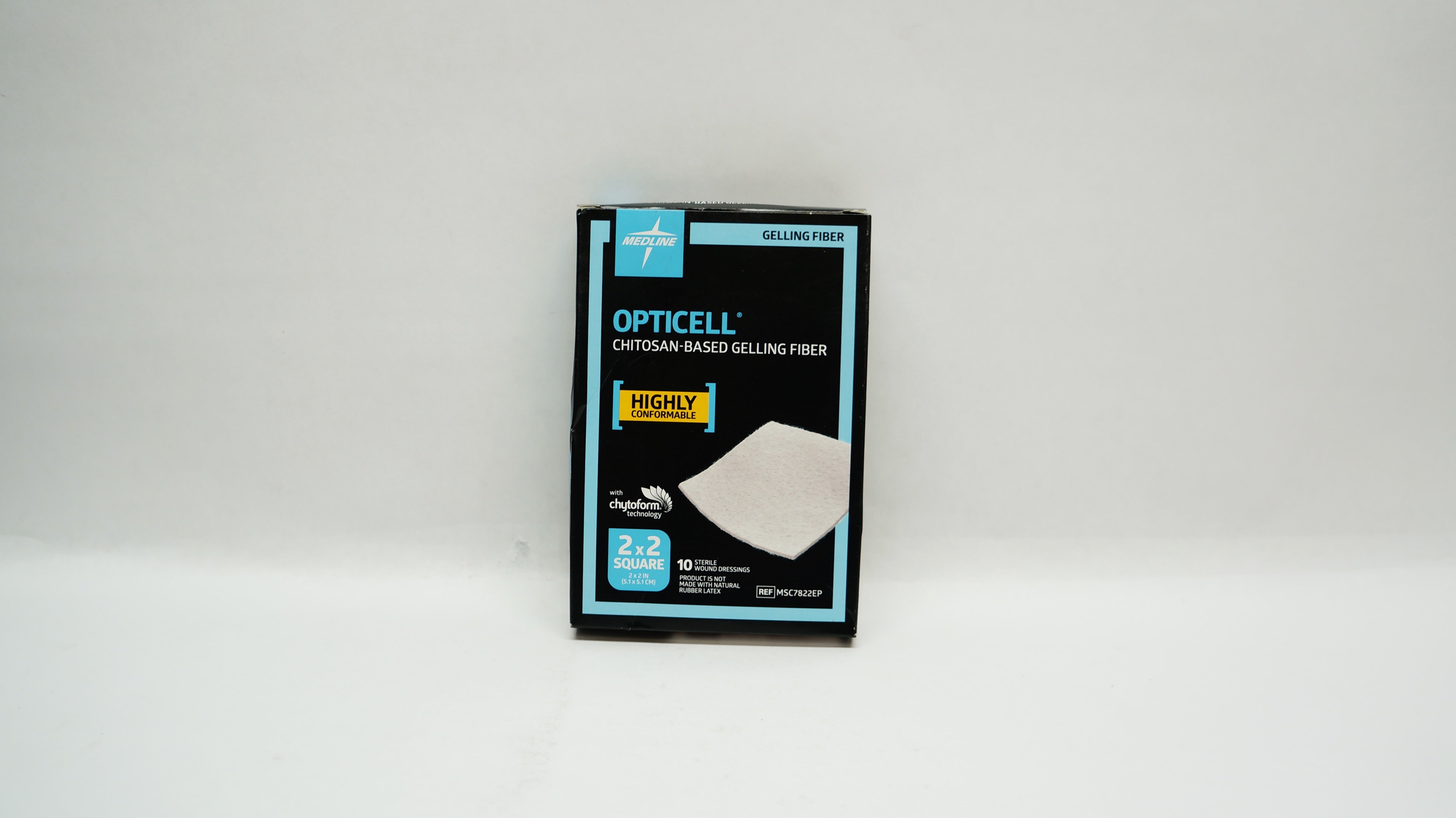 Medline MSC7822EP OPTICELL Chitosan-Based Gelling Fiber 2 x 2inch - Pack of 10