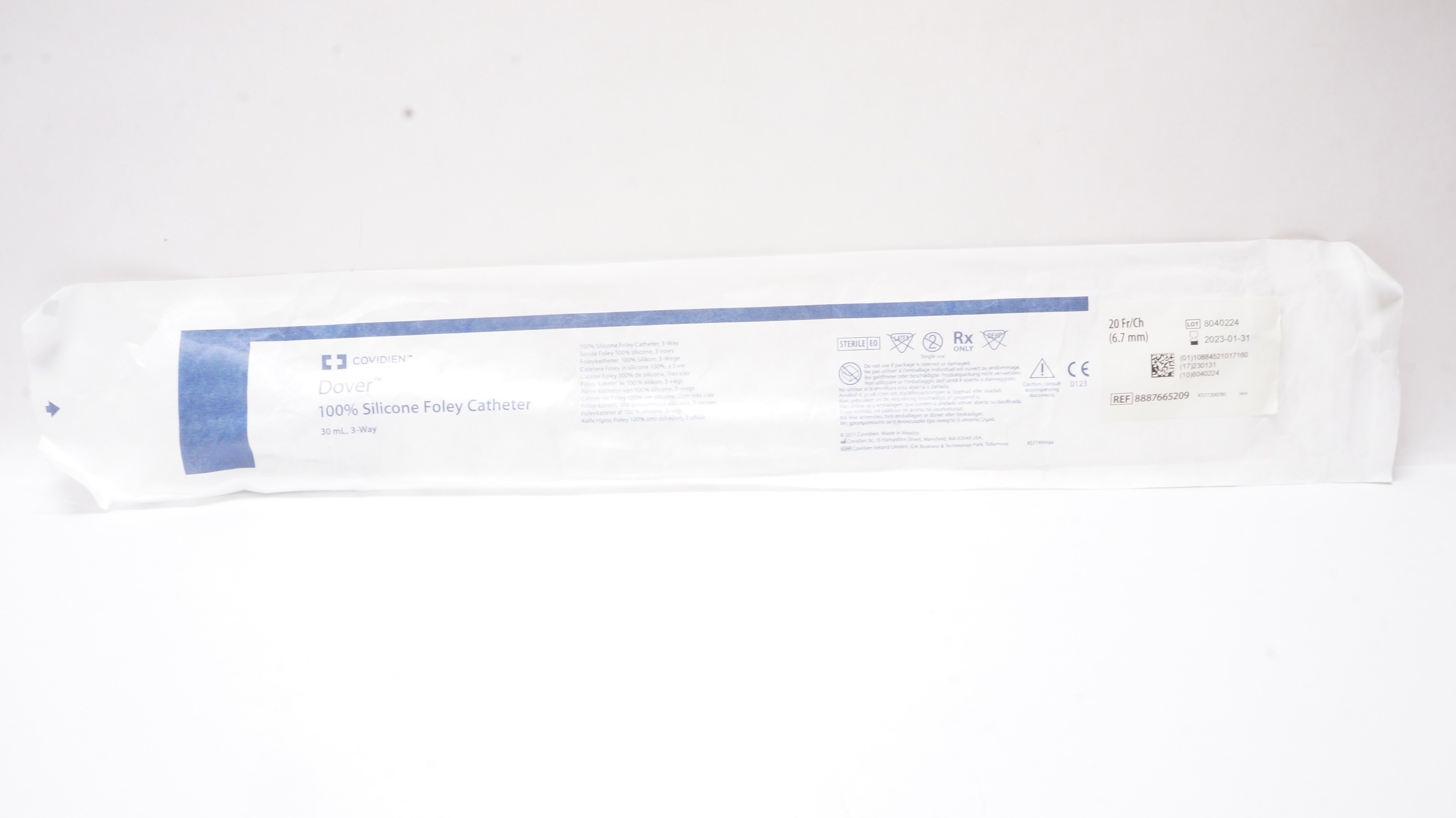 Covidien 8887665209 Dover 100% Silicone Foley Cath. 30ml,3-Way 20Fr/Ch (x)