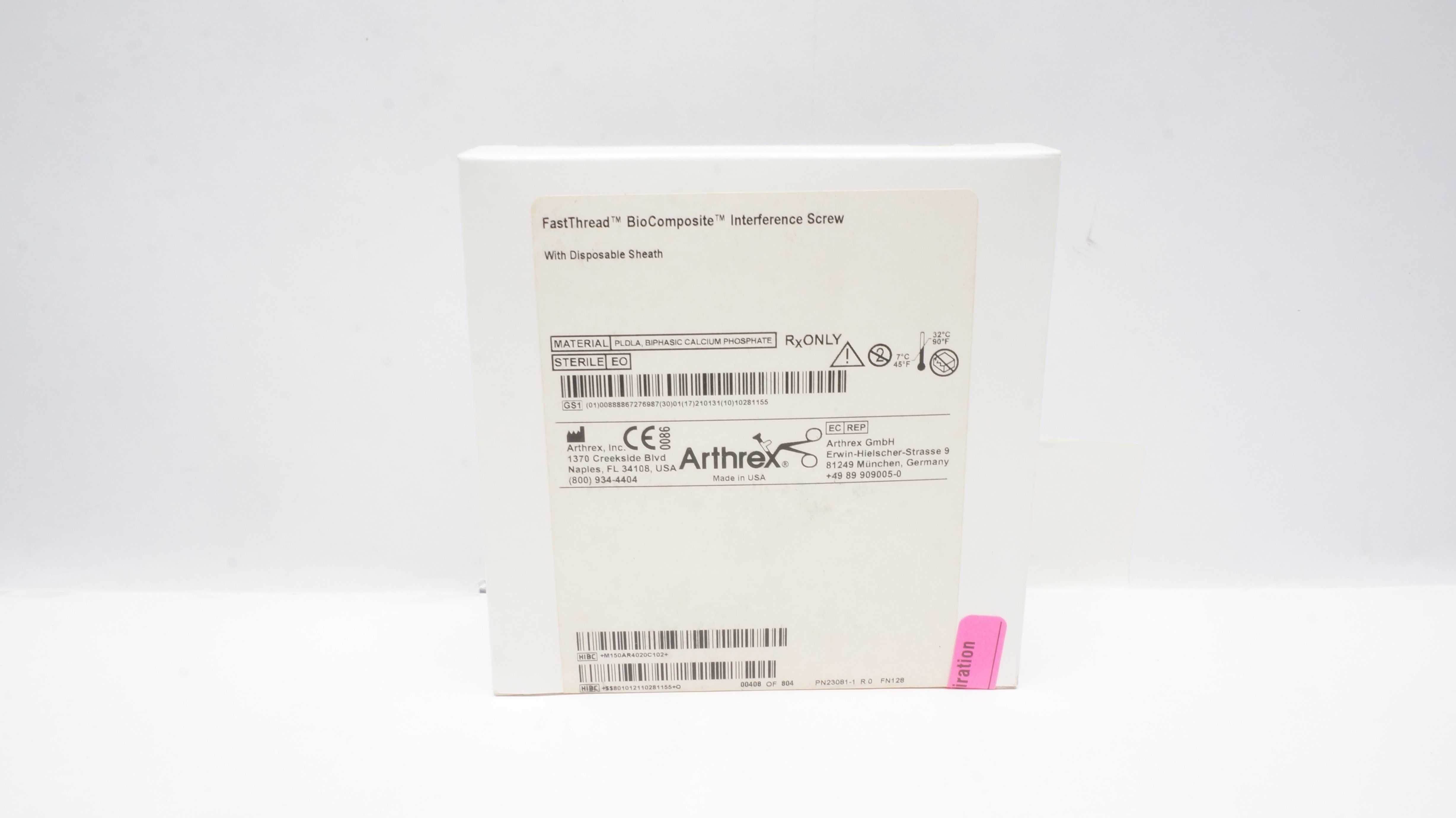 Arthrex AR-4020C-10 FastThread BioComposite Interference Screw, 10 x 20 mm (x)