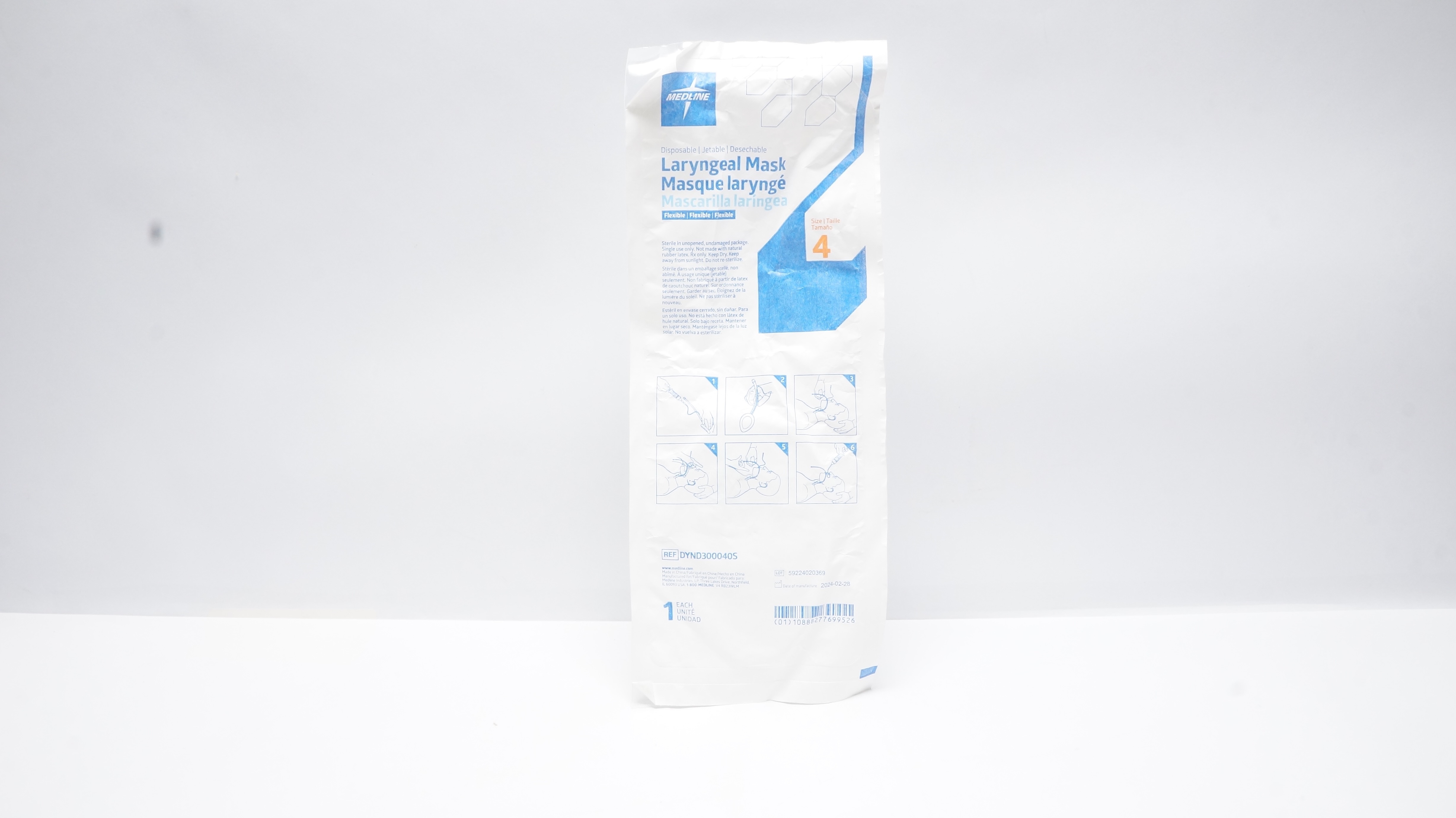 Medline DYND300040S Disposable Laryngeal Mask, Size 4
