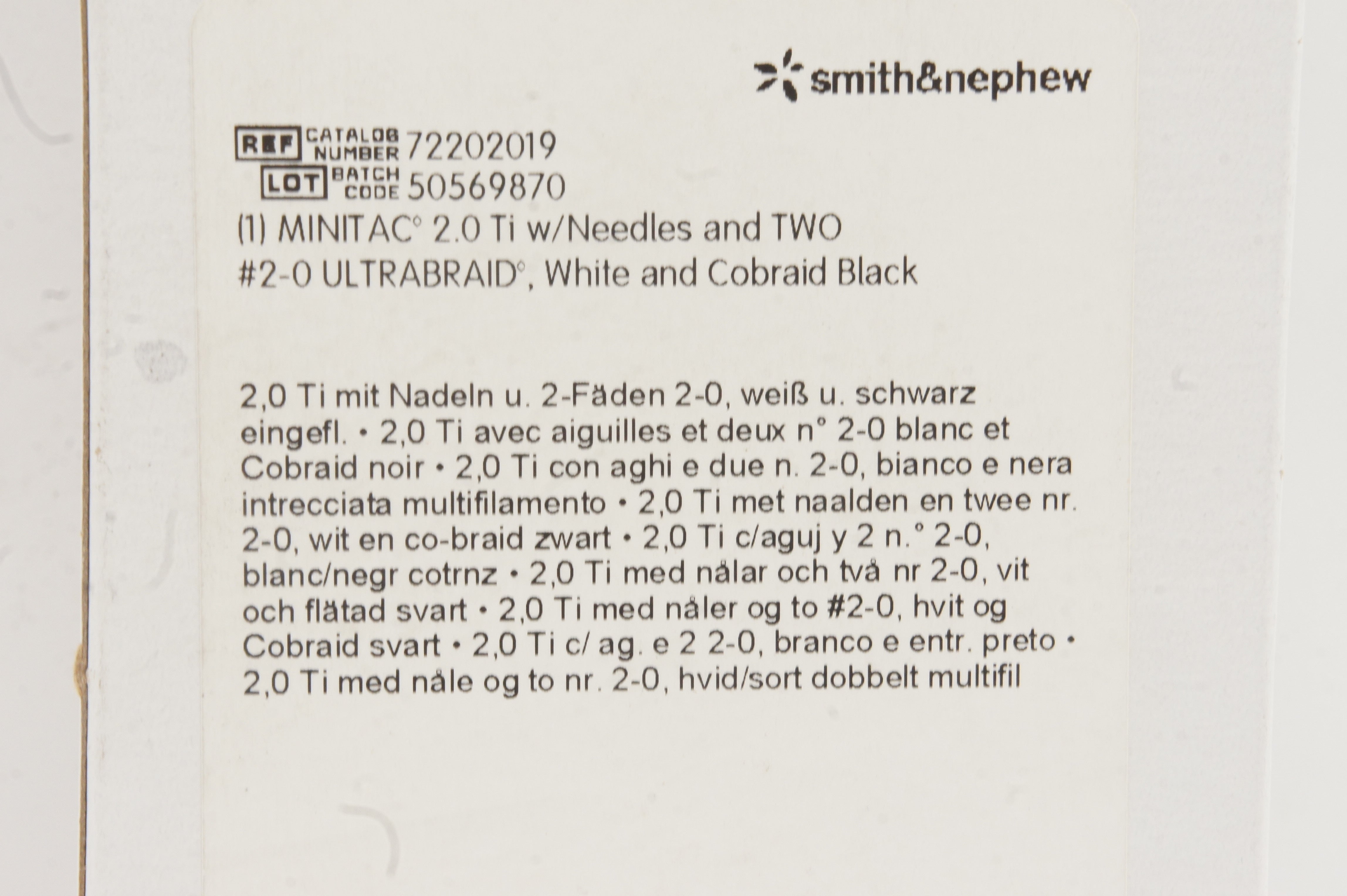 Smit&Nephew 72202019 (1) Minitac 2.0 Ti w/Ndles & 2 #2-0 Ultrabraid (x)
