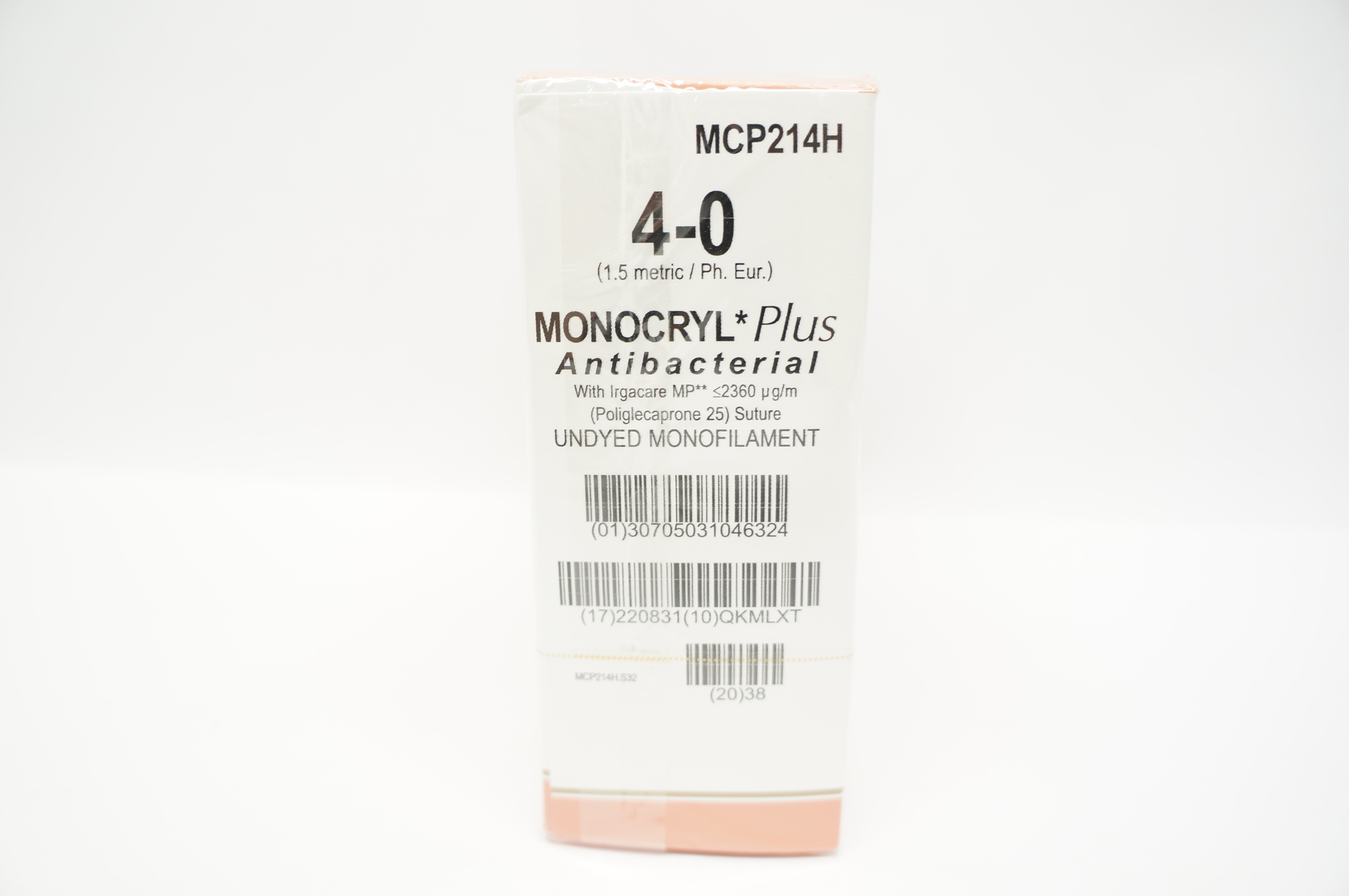 Ethicon MCP214H 4-0 Monocryl Plus, RB-1, 17mm 1/2c Taper, 27inch (x) - Box of 36