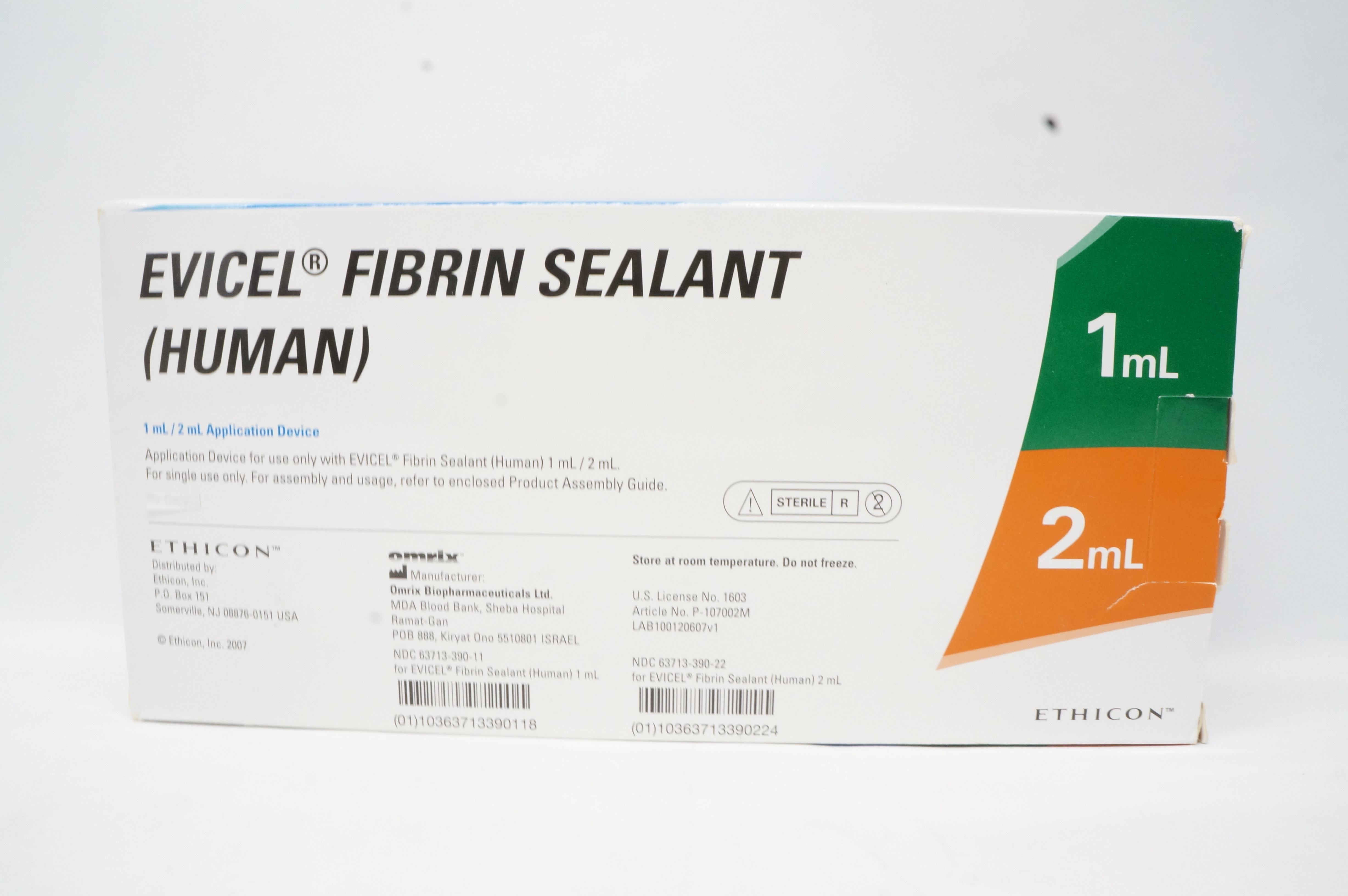 Ethicon 3901/2 Evicel Omrix Fibrin Sealant, Human 1mL/2mL Application Device (x)