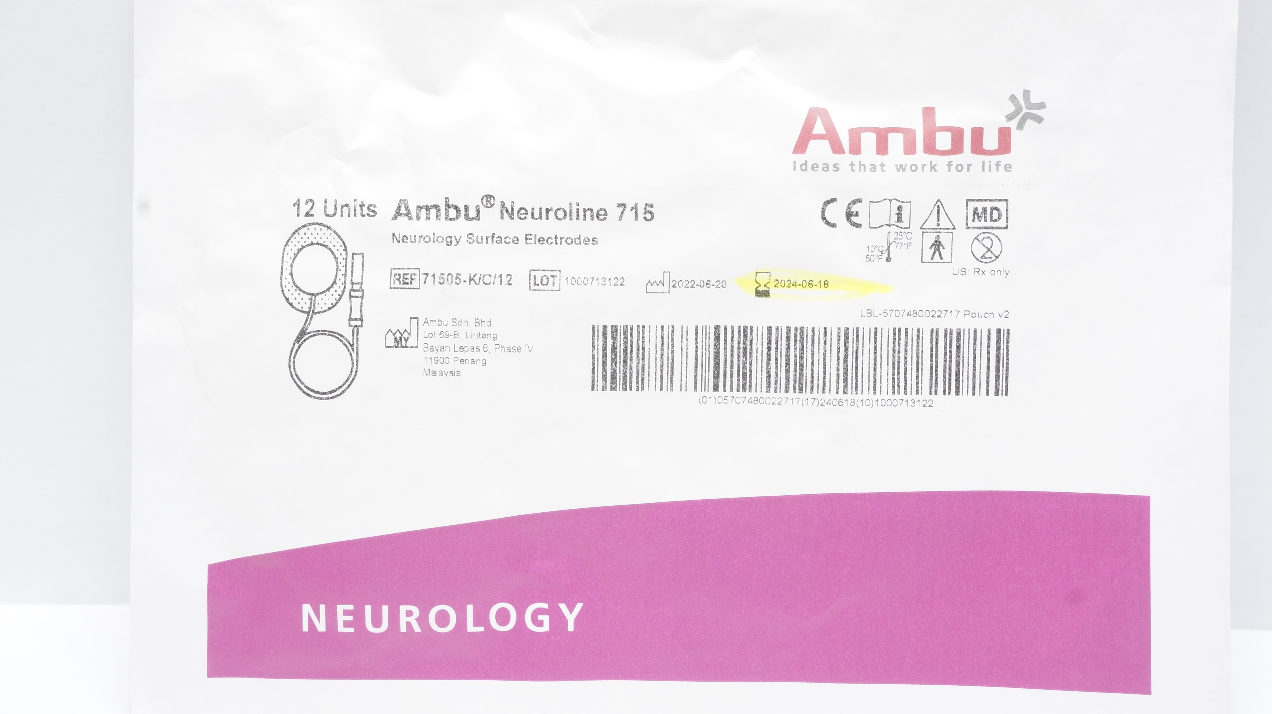 AMBU 71505-K/C/12 Neuroline 715 Neurology Surface Electrodes (x) - Pack of 12