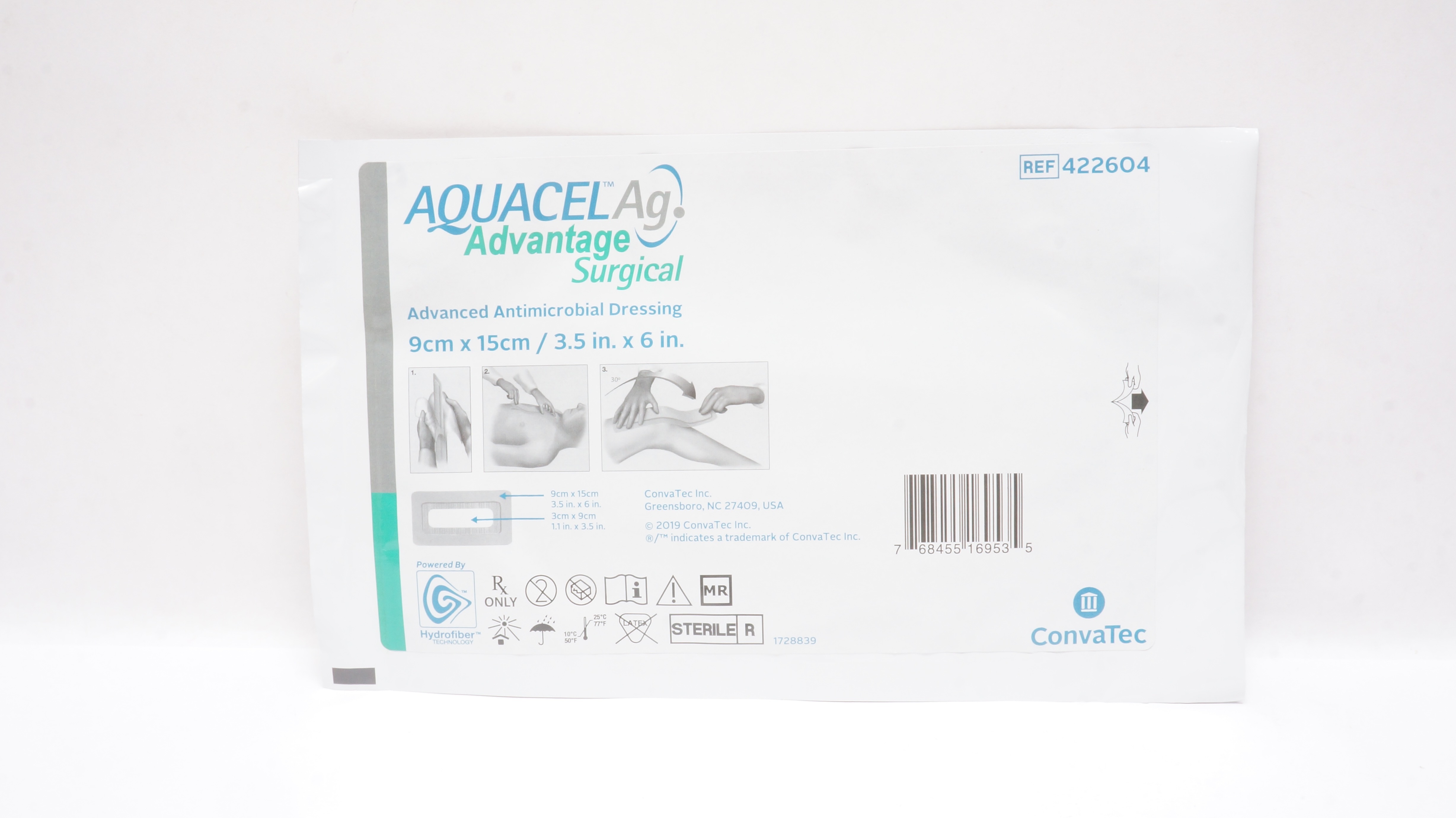 ConvaTec 422604 Aquacel Ag Advanced Antimicrobial Dressing 3.5inch x 6inch (x)