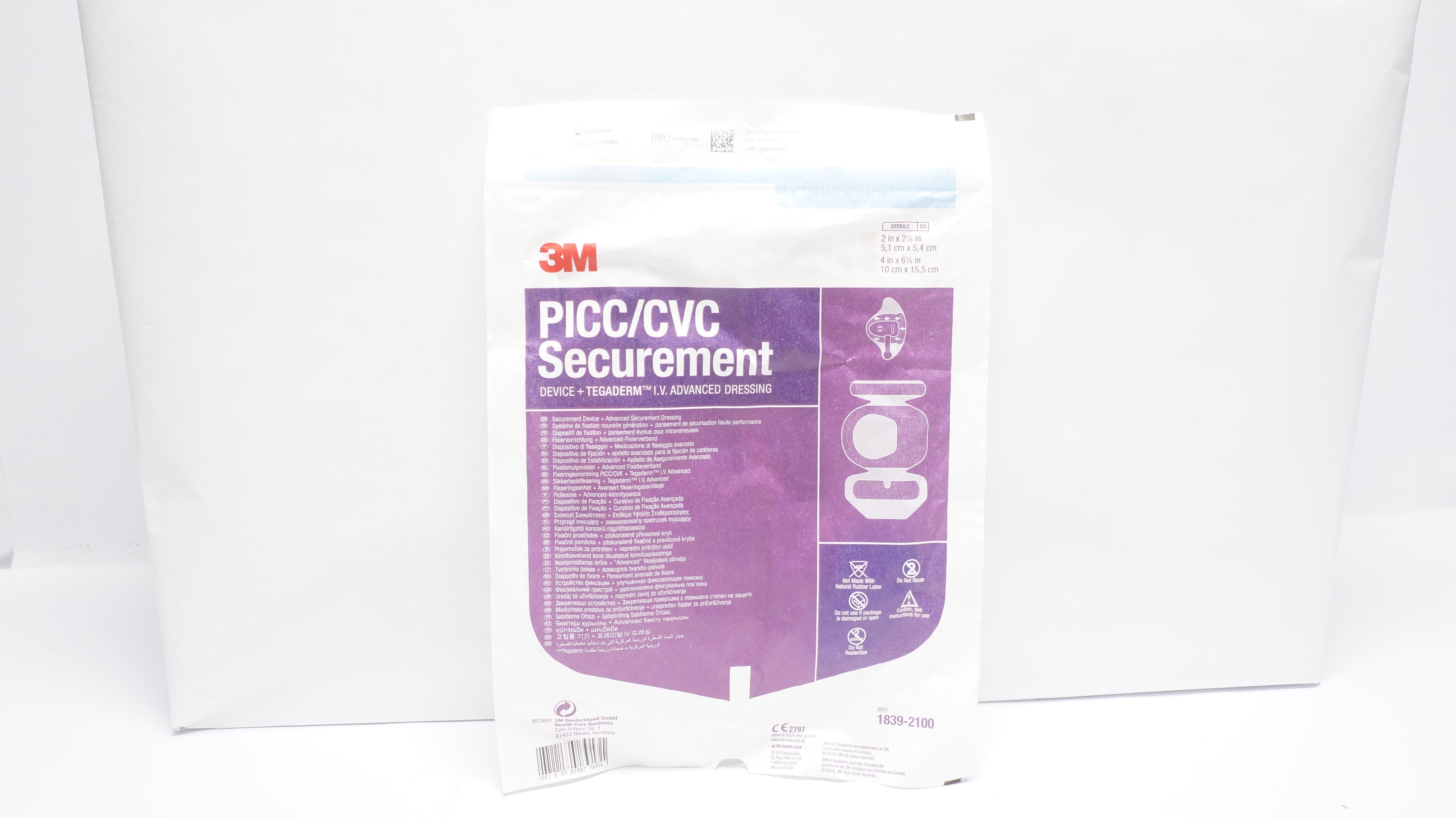 3M 1839-2100 PICC/CVC Securement Device+Advanced Dressing 2inch x 2 1/8inch (x)