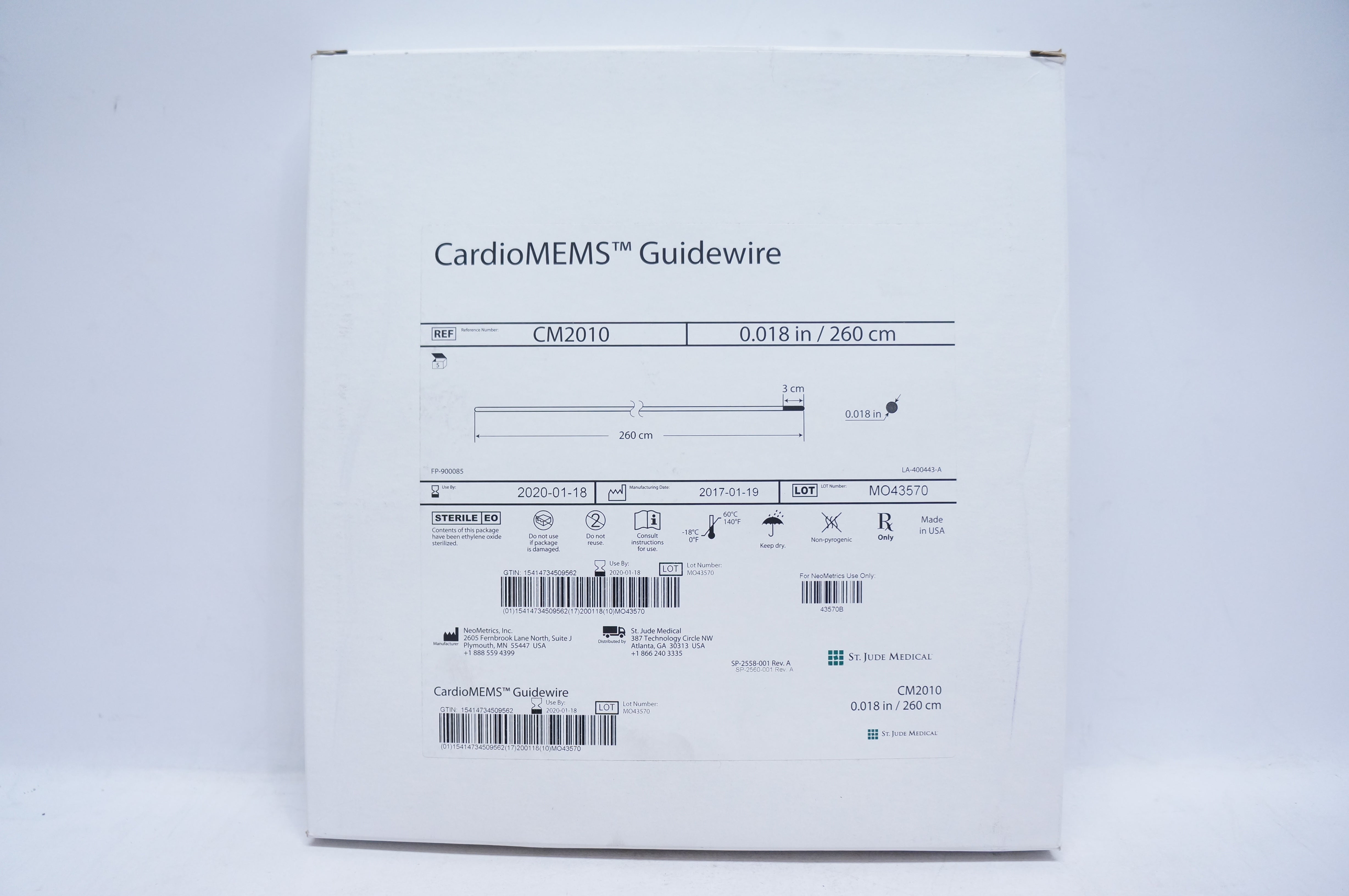 St. Jude Medical CM2010 Cardio MEMS Guidewire 0.018inch (x)