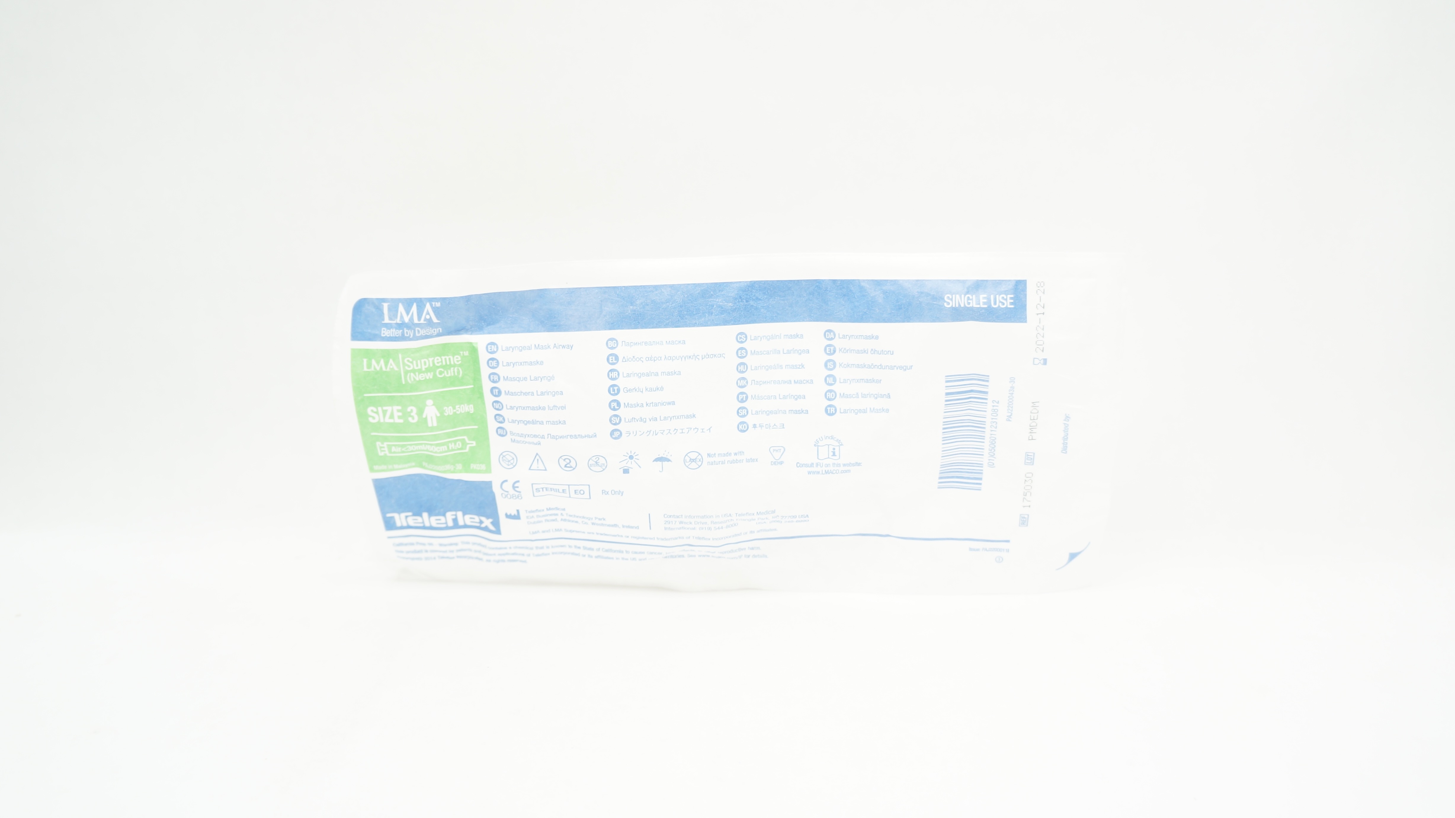 Teleflex 175030 LMA Supreme Laryngoscopy Mask Airway Size3 30-50kg <30ml/60cm(x)