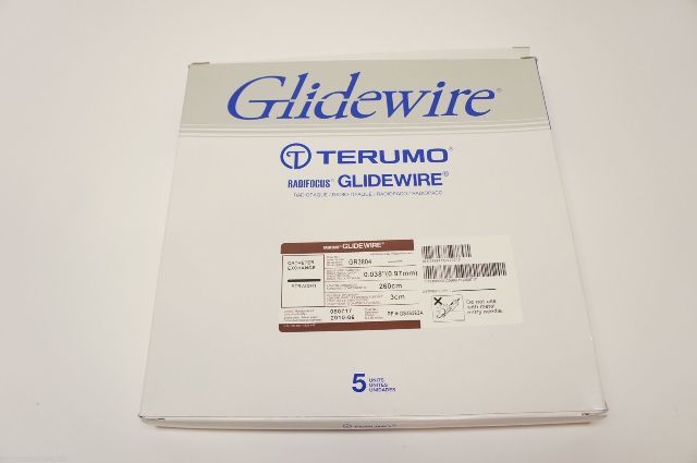 GR3804 ~ Terumo Glidewire 0.038inch x 260cm x 3cm (x) ~ Box of 5 