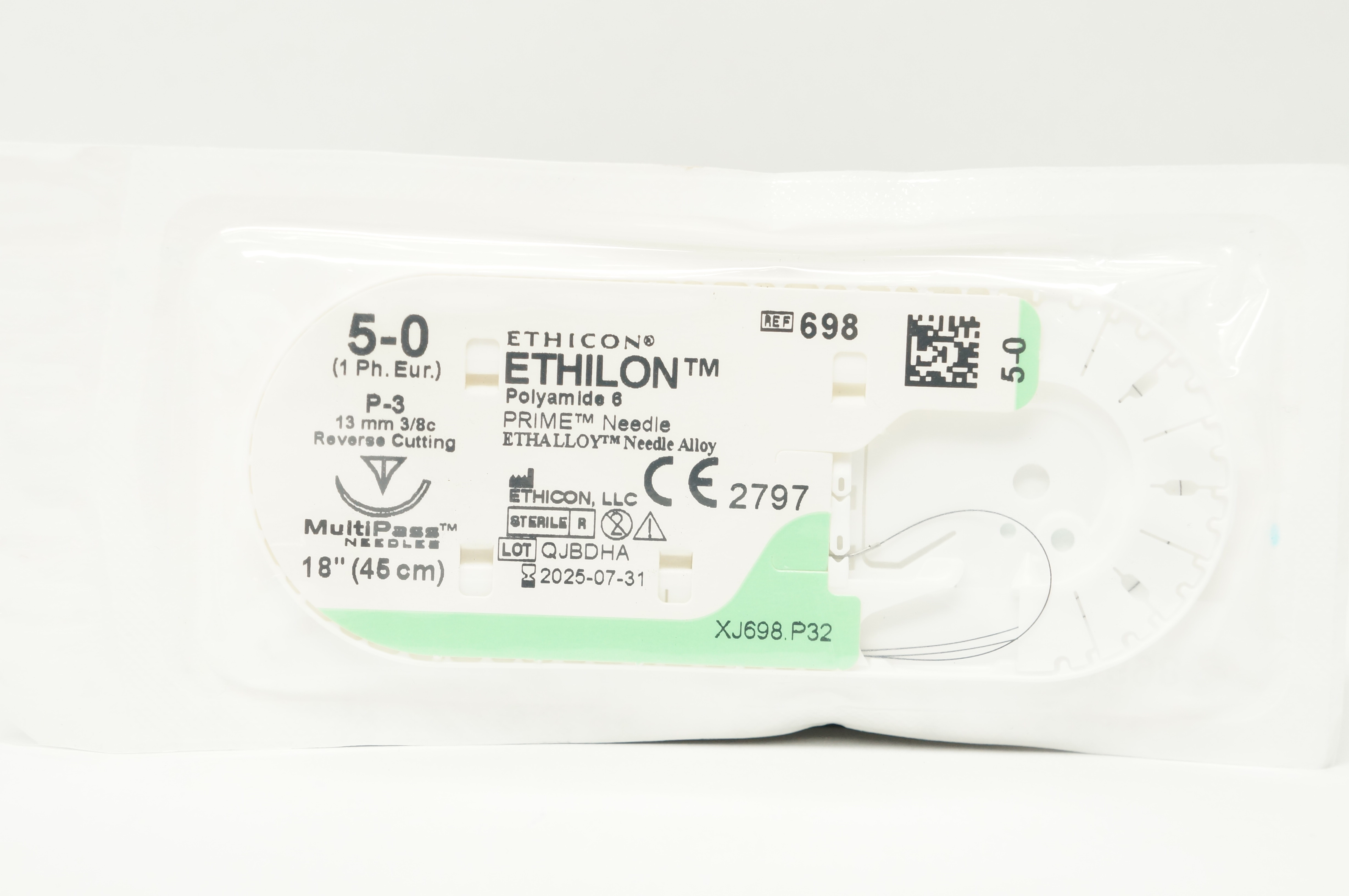 Ethicon 698 5-0 Ethilon Polyamide 6 Stre P-3 13mm 3/8c Reverse Cutting, 18inch