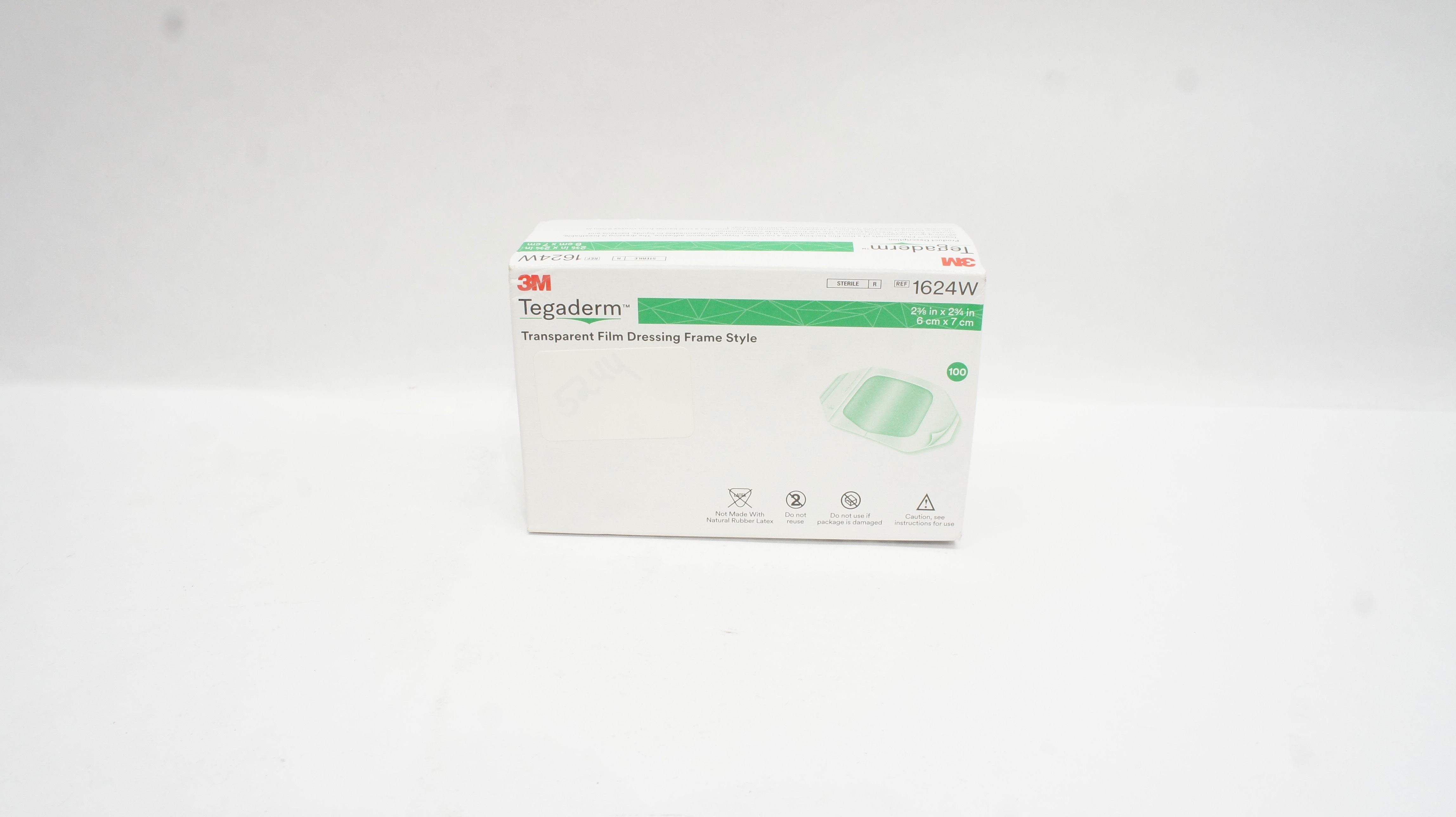 3M 1624W Tegaderm Transparent Film Dressing 2 3/8 x 2 3/4 inch - Box of 61