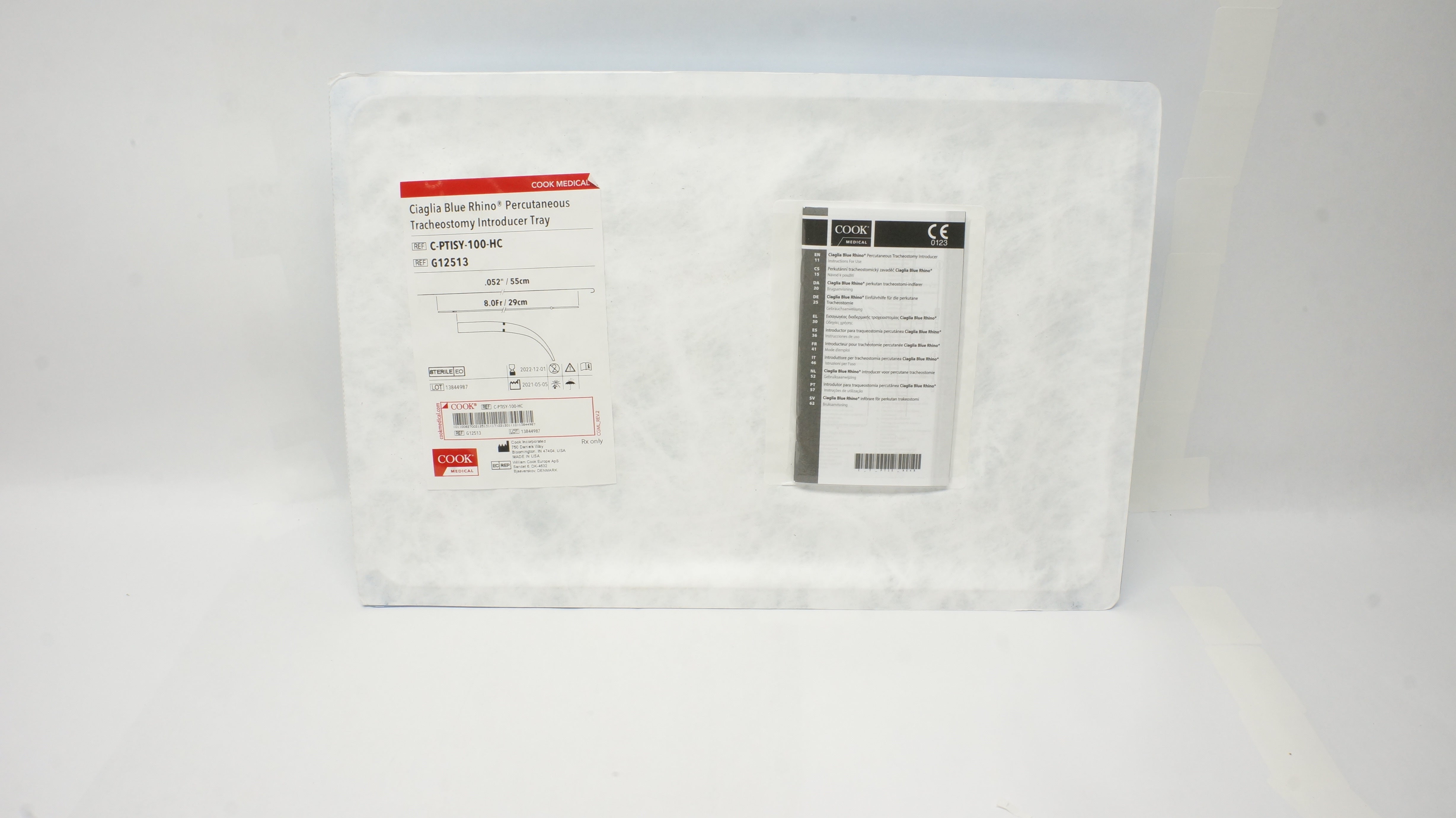 Cook G12513 Ciaglia Blue Rhino Tracheostomy Introducer Tray 8.0Fr x .052inch (x)