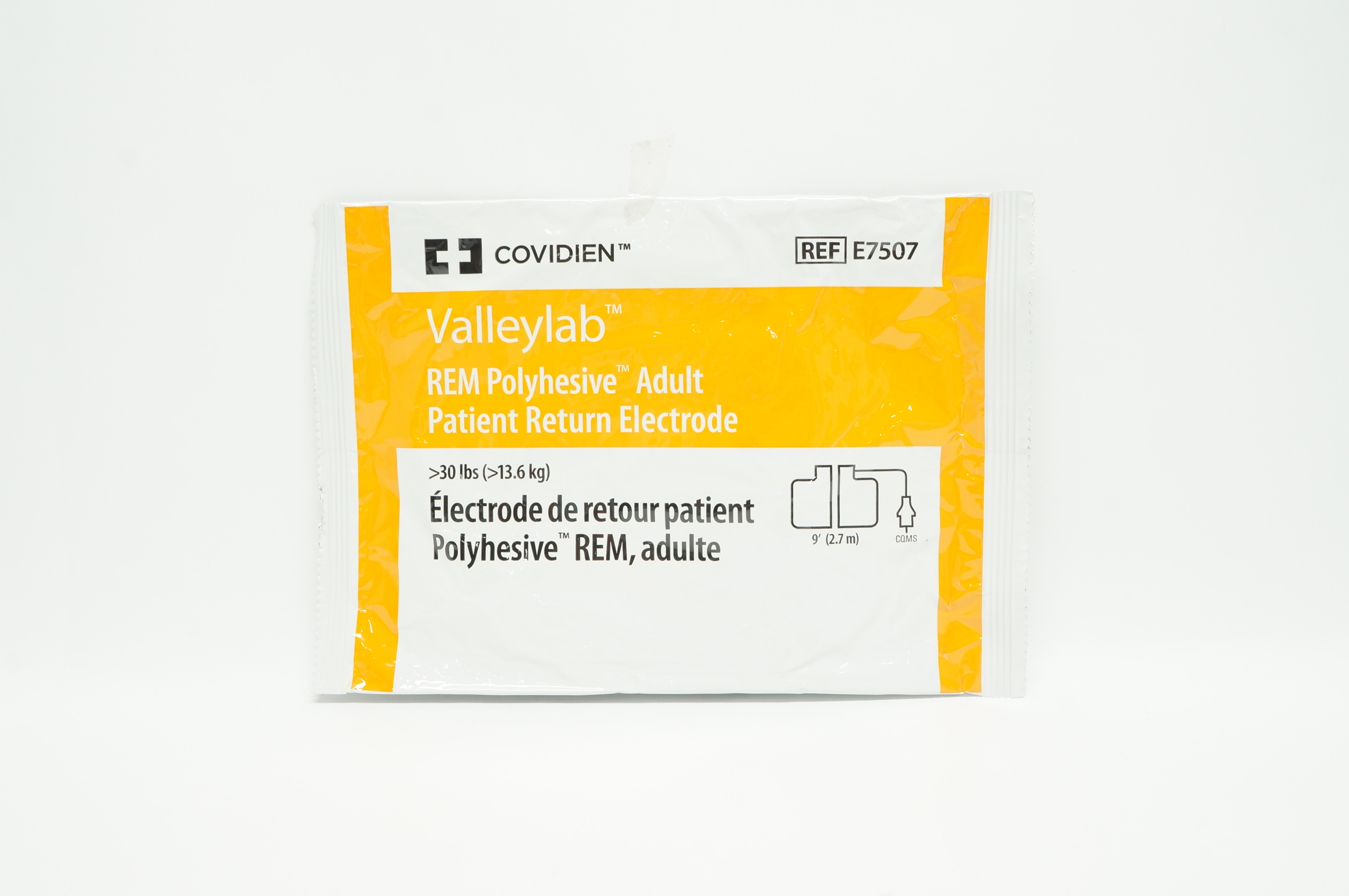 Covidien E7507 Valleylab REM Polyhesive Adult Patient Return Electrode >30lbs