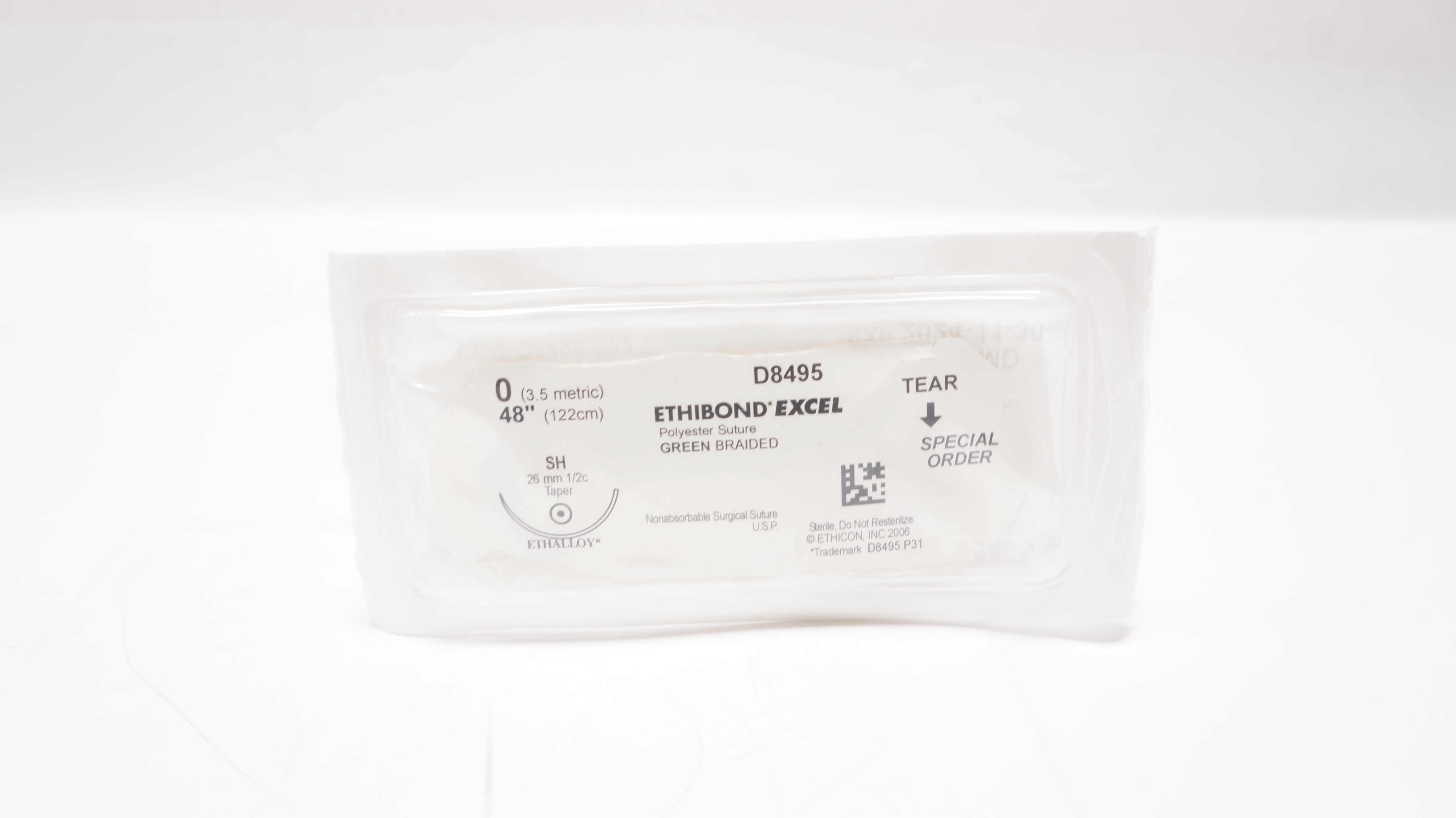 Ethicon D8495 0 Ethibond Excel Polyester Stre SH 26mm 1/2c Taper, 48 inch
