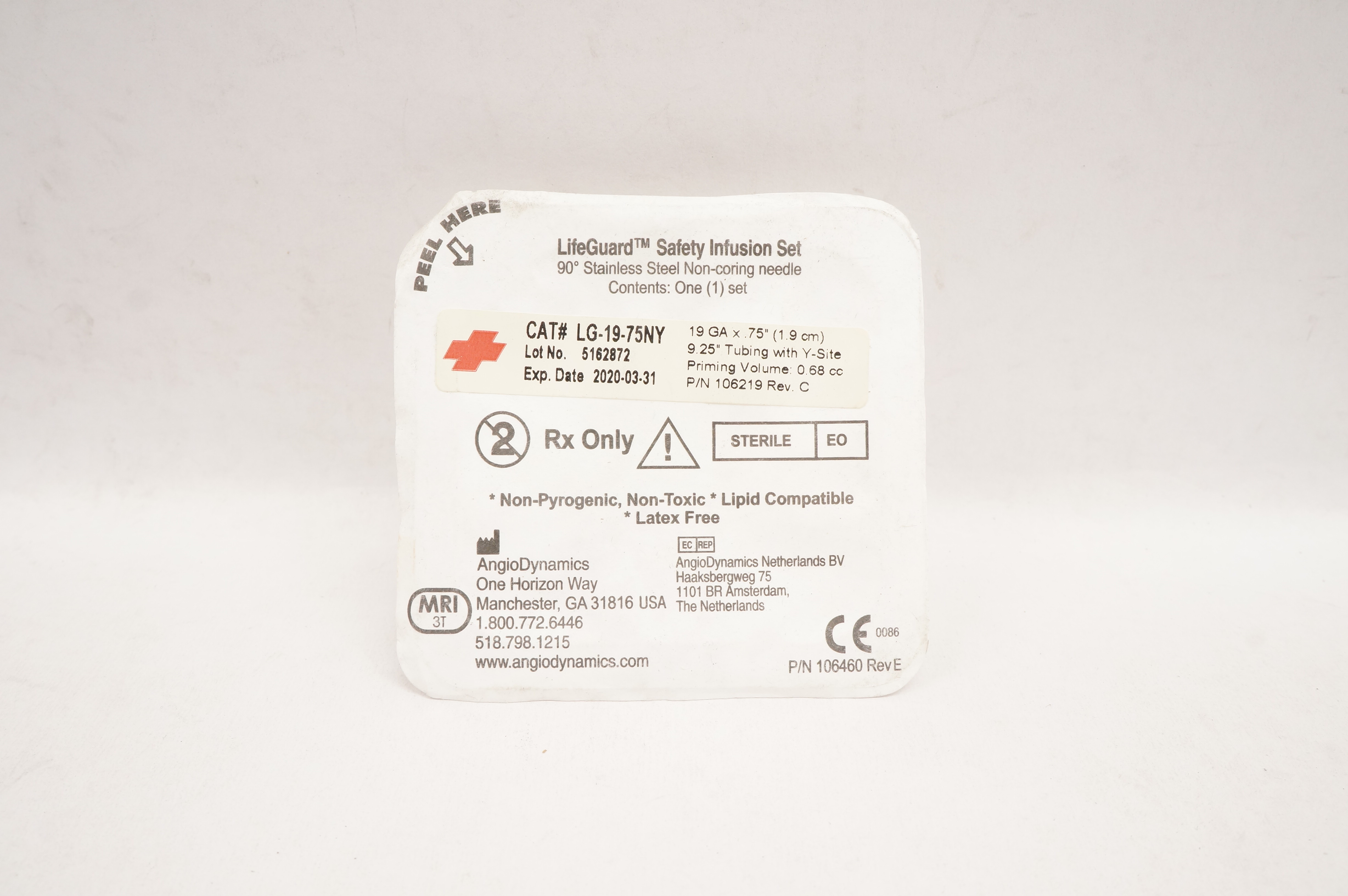 AngioDynamics LG-19-75NY LifeGuard Safety Infusion Set 19Ga x 0.75inch (x)