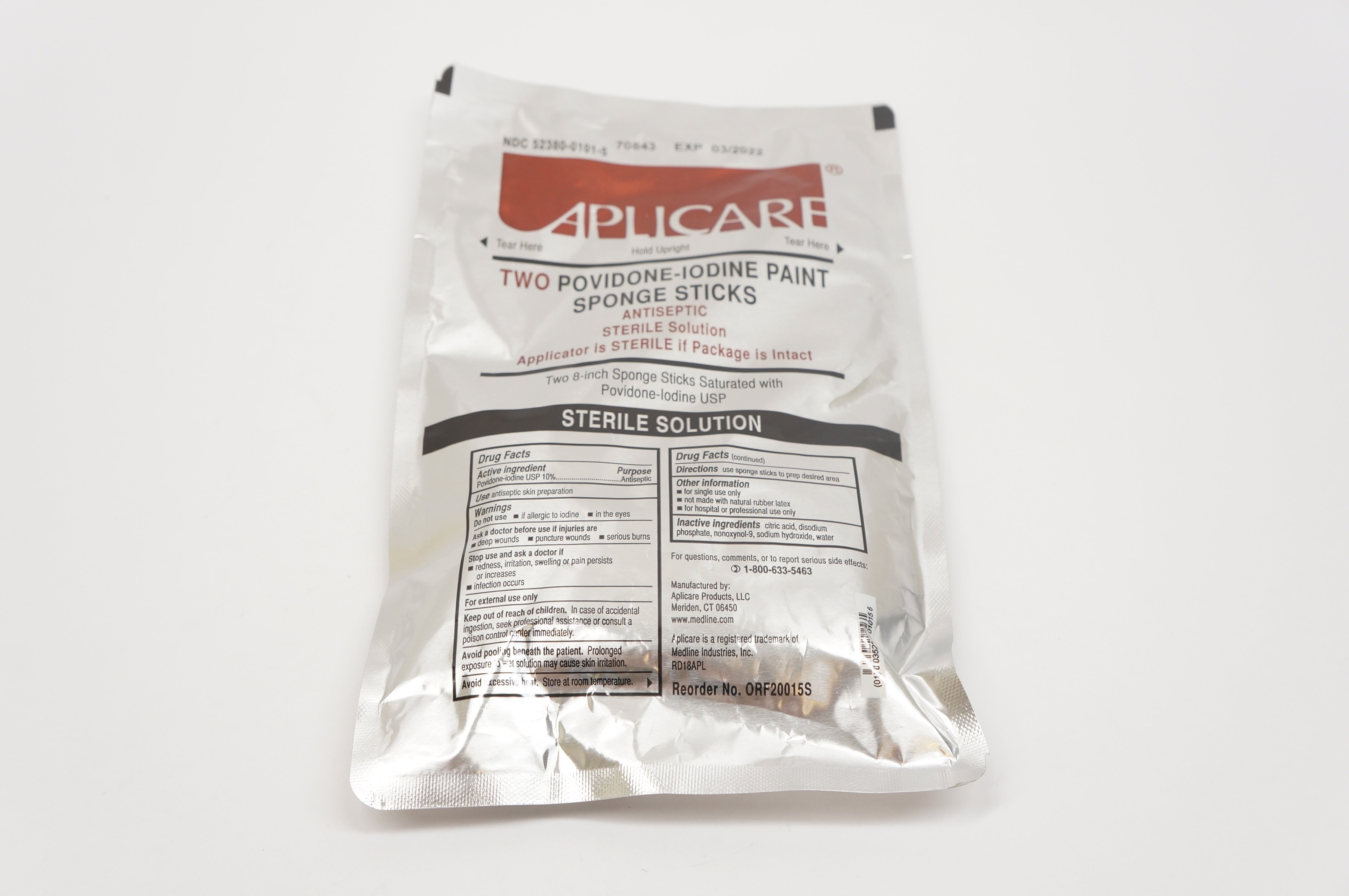 Aplicare ORF20015S Two Povidone-Iodine Paint Sponge Sticks