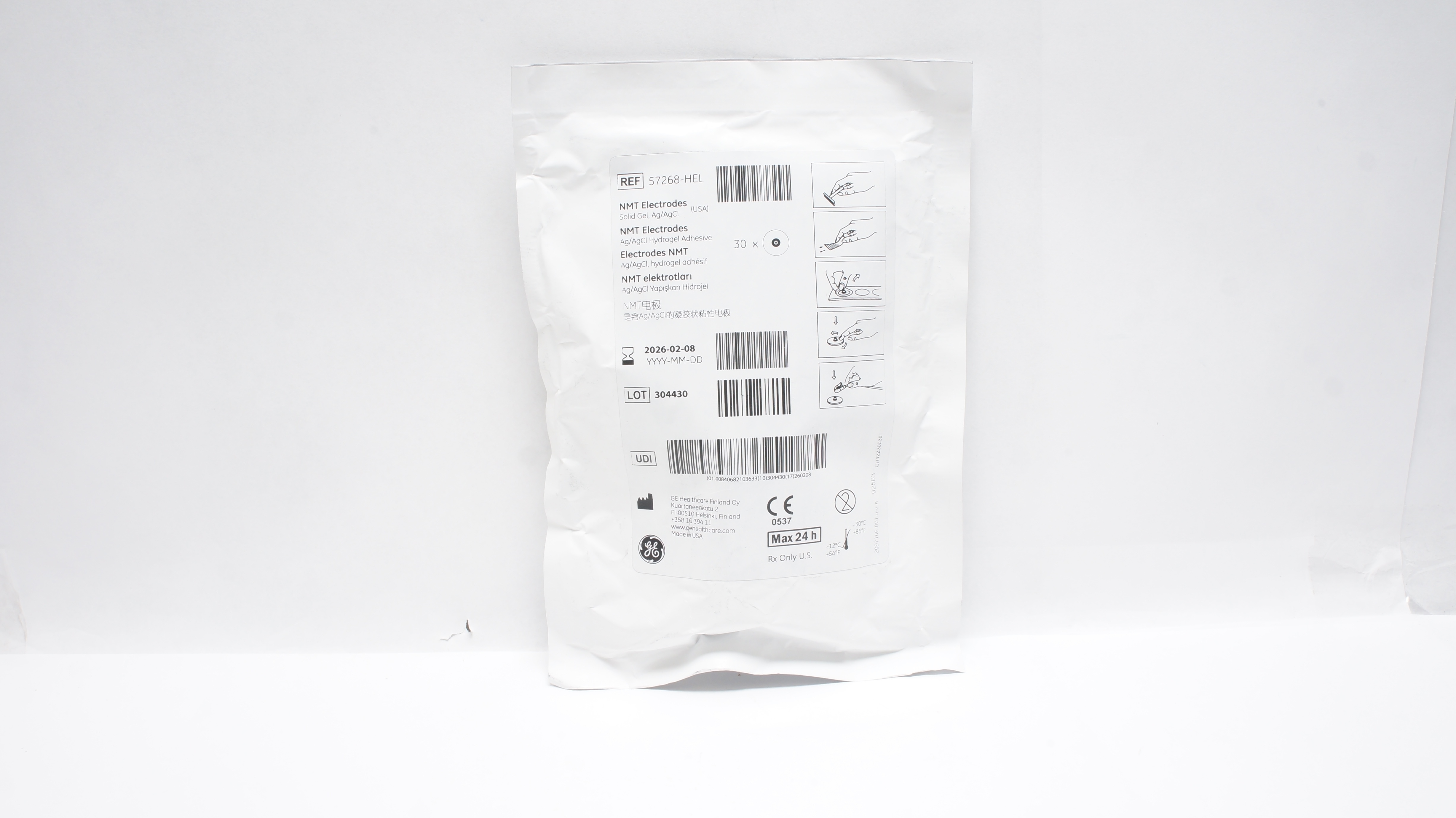 GE Healthcare 57268-HEL NMT Electrodes Solid Gel, Ag/AgCl - Pack of 30