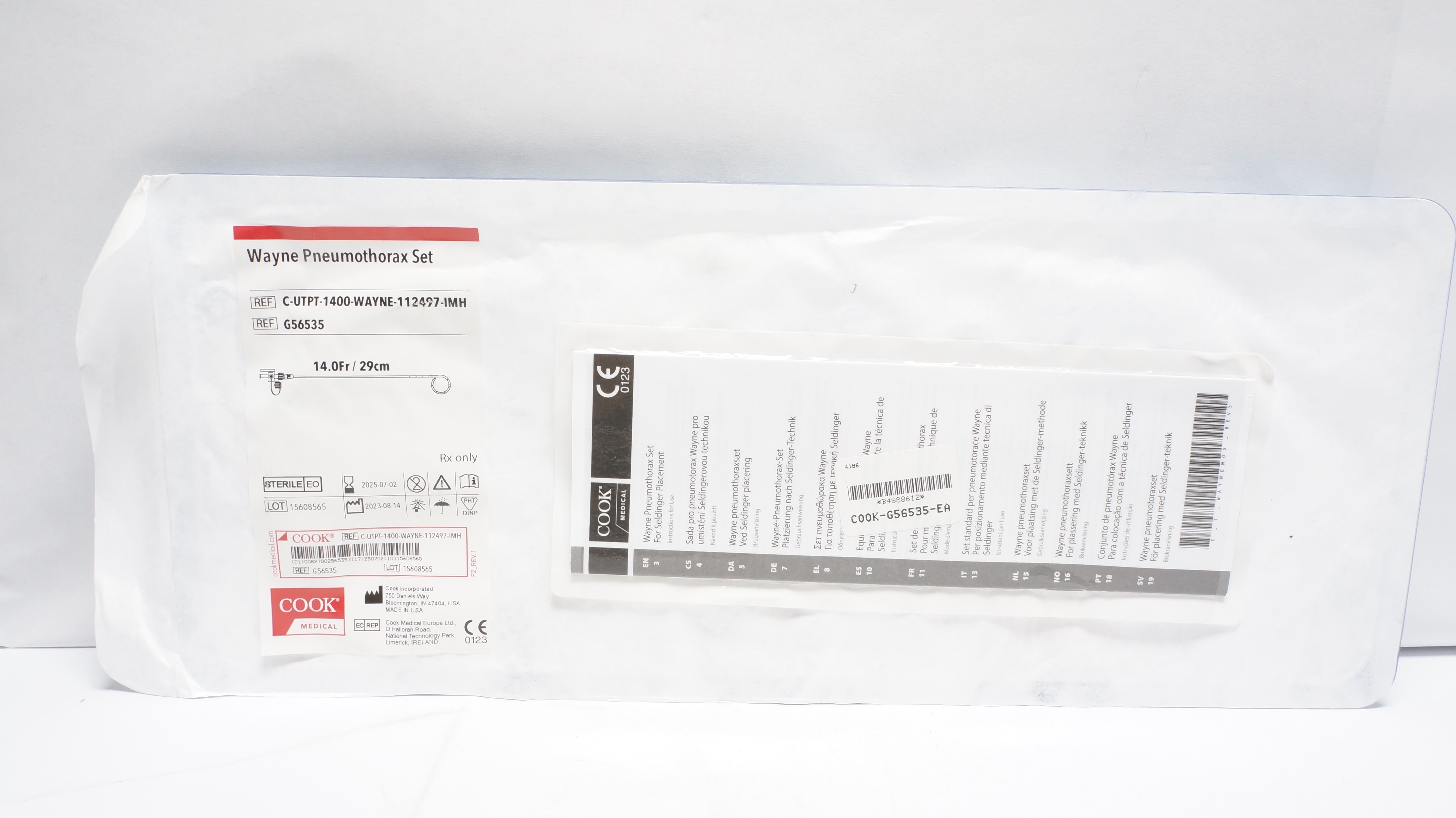 Cook Medical G56535 Wayne Pneumothorax Set 14.0Fr/29cm (x)