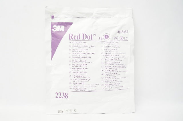 3M 2238 Red Dot Monitoring Electrode W/Soft Cloth & Solid Gel (x) - Pack of 50
