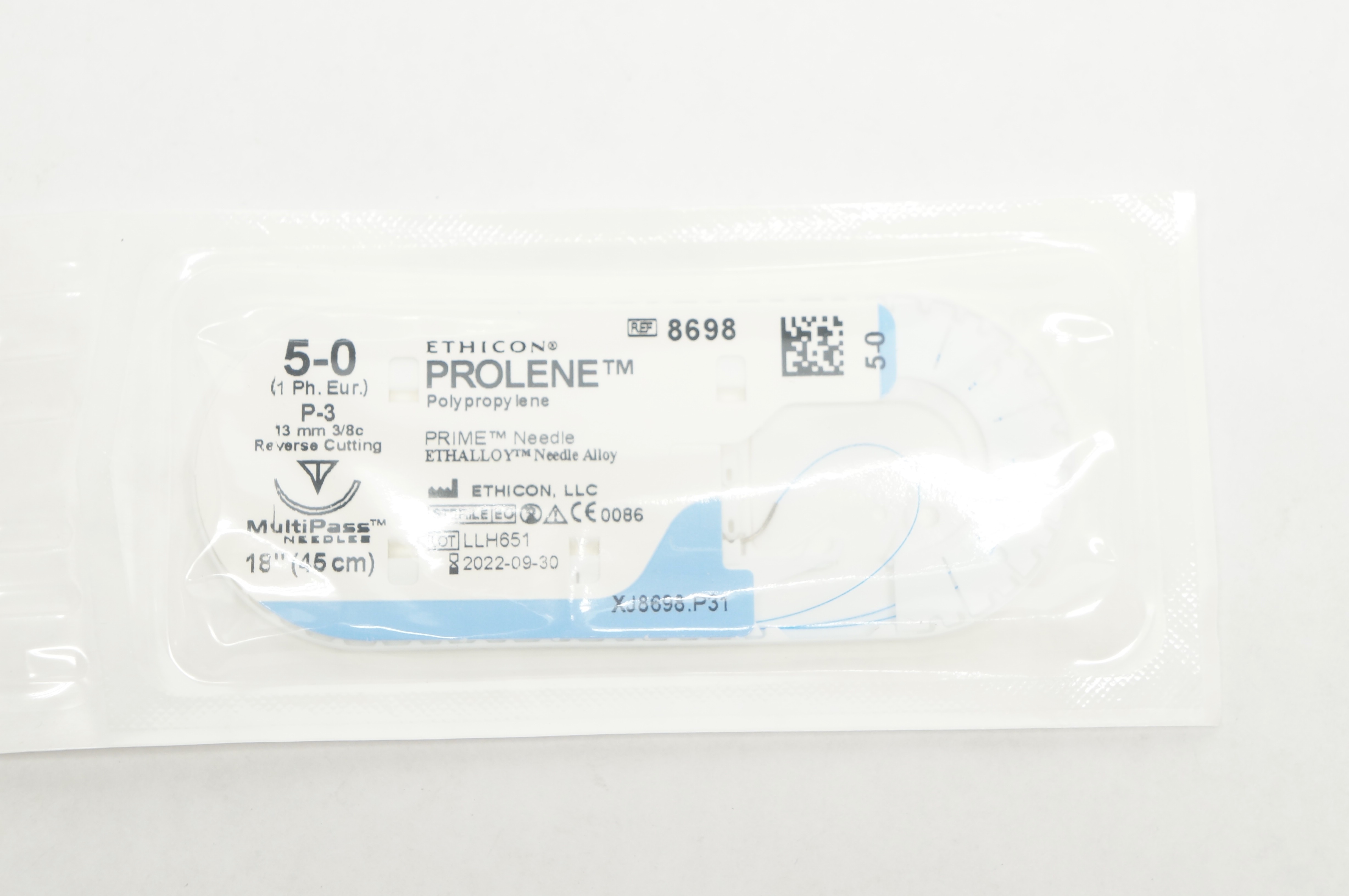 Ethicon 8698 5-0 PROLENE Stre P-3 13mm 3/8c Reverse Cutting 18inch (x)