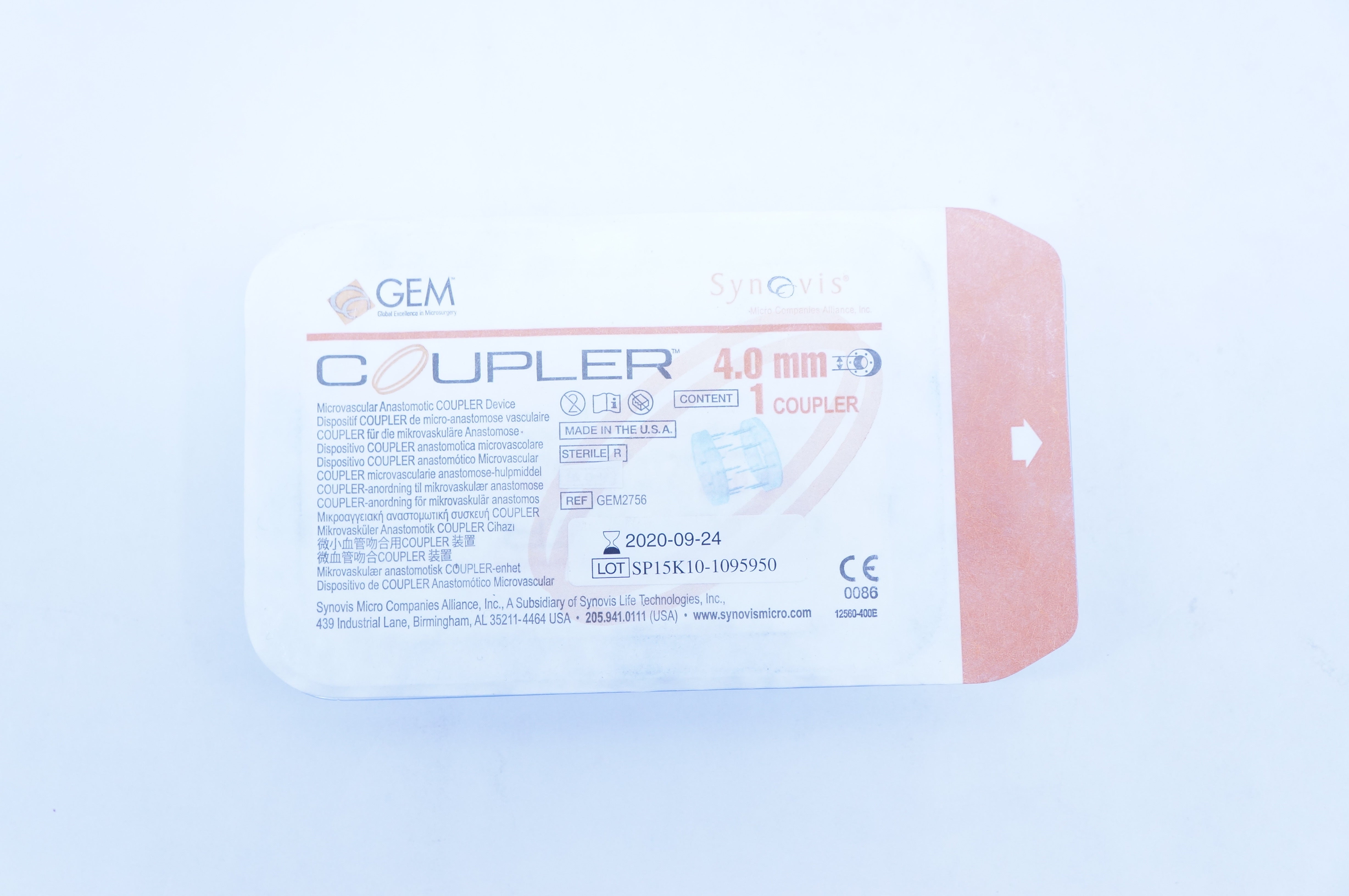 Synovis GEM2756 GEM Microvascular Anastomotic COUPLER Device 4.0mm (x)