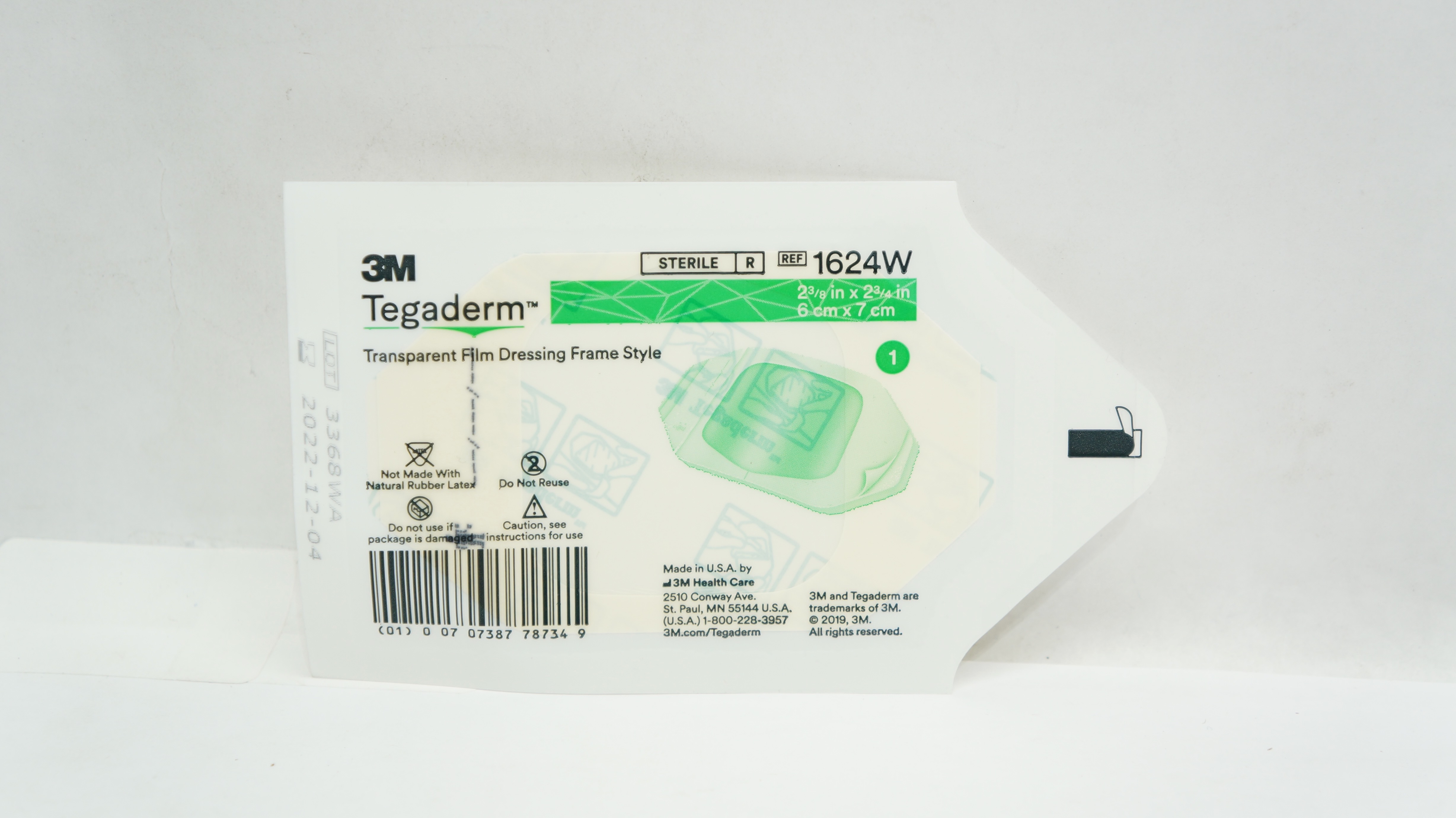 3M 1624W Tegaderm Transparent Film Dressing Frame Style 2-3/8 x 2-3/4 inch (x)
