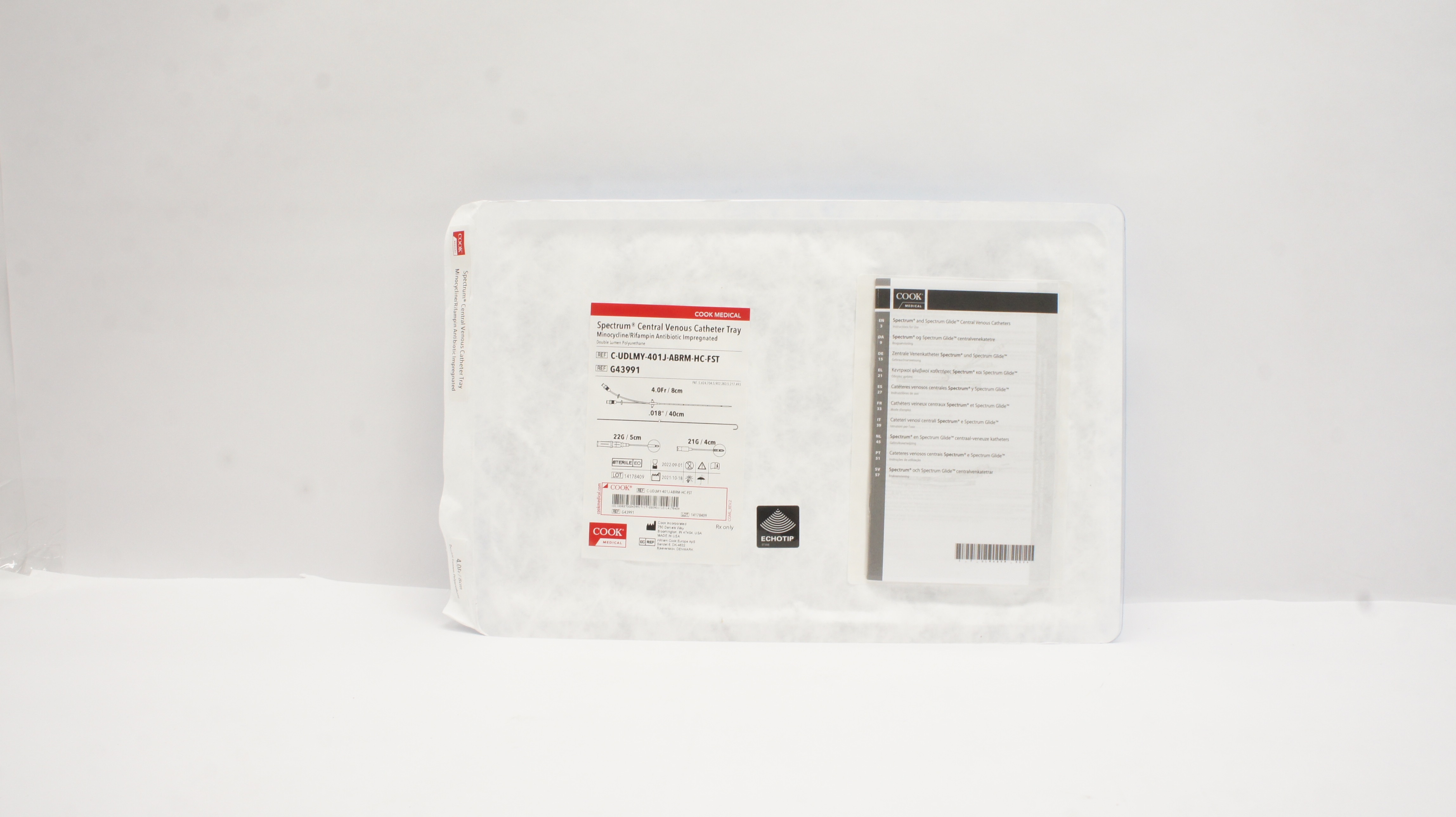 Cook Medical G43991 Spectrum Central Venous Cath. Tray 4 Fr x 40cm (x)