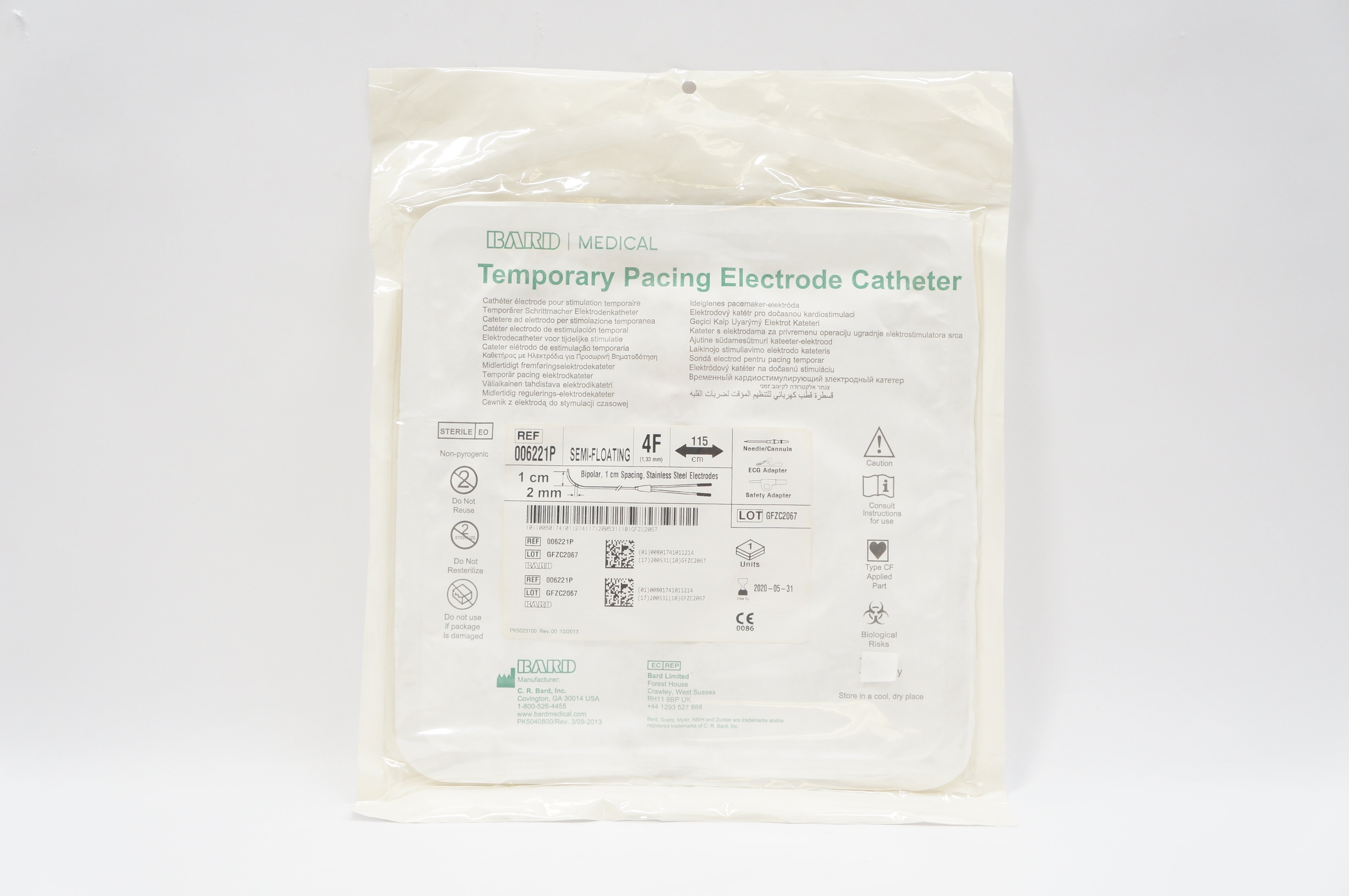 Bard 006221P Temporary Pacing Electrode Cath. 4F x 115cm (x)