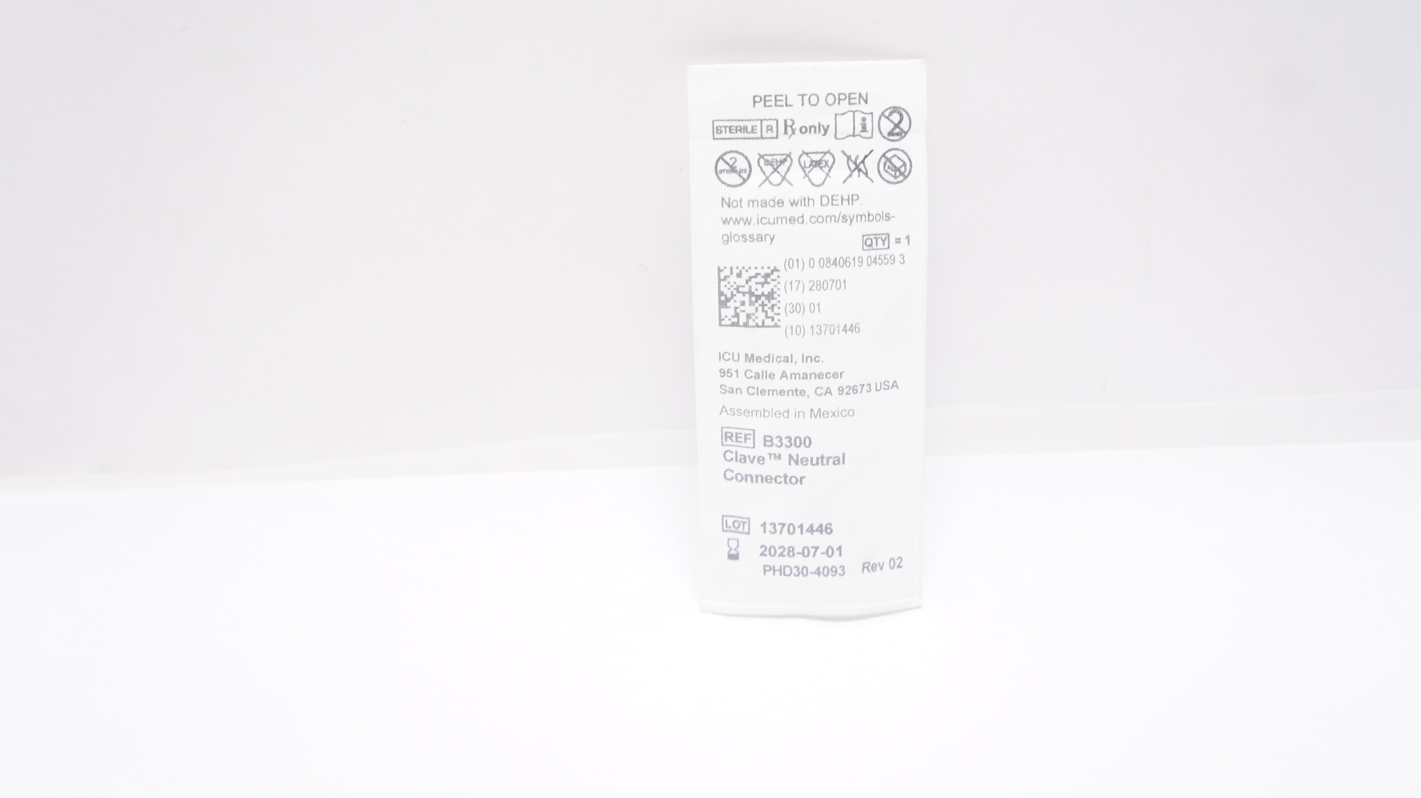 ICU Medical B3300 Micro Clave Neutral Connector