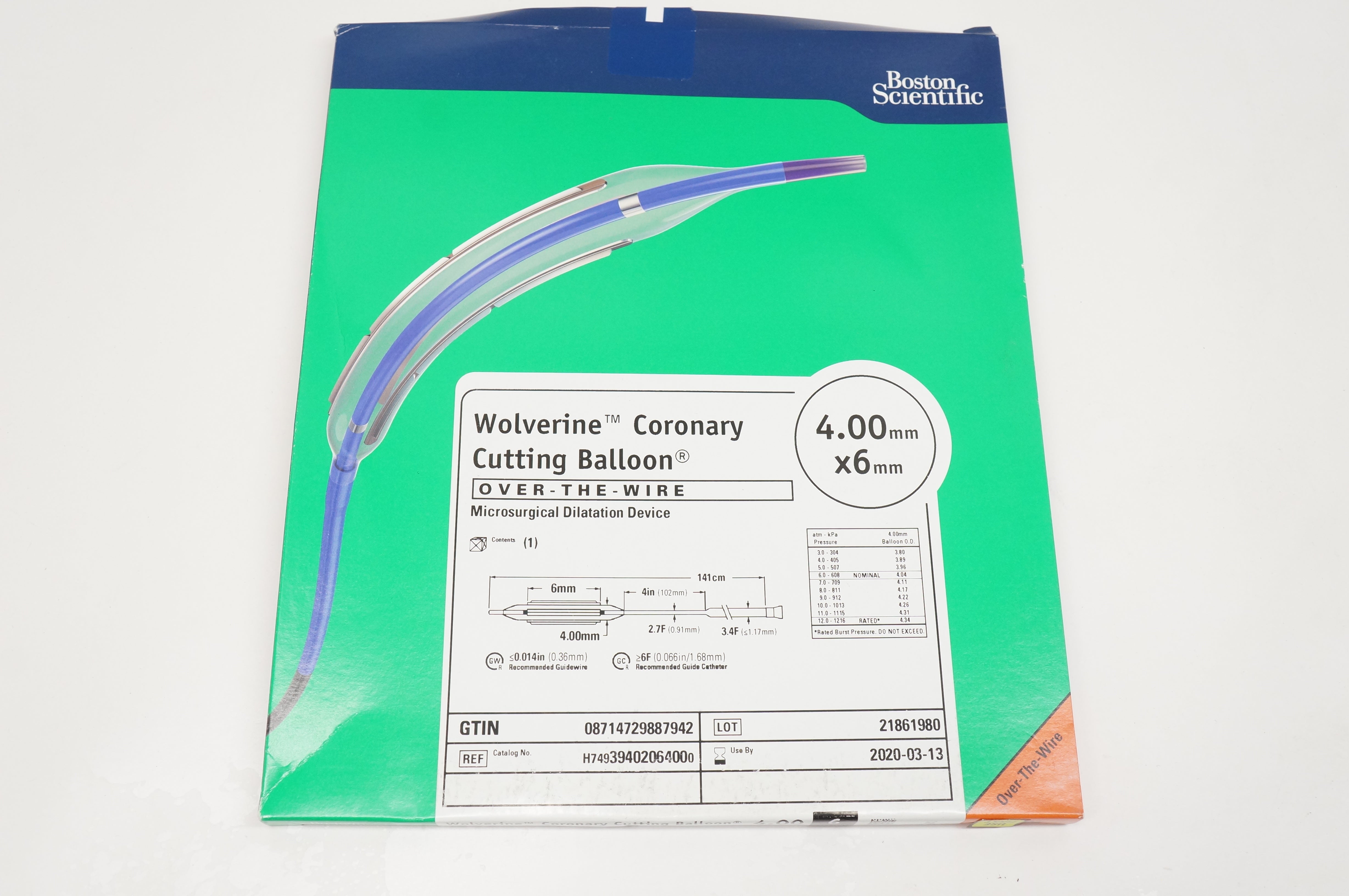 Boston Scientific 3940206400 Wolverine Coronary Cutting Balloon 4.00mm x 6mm (x)