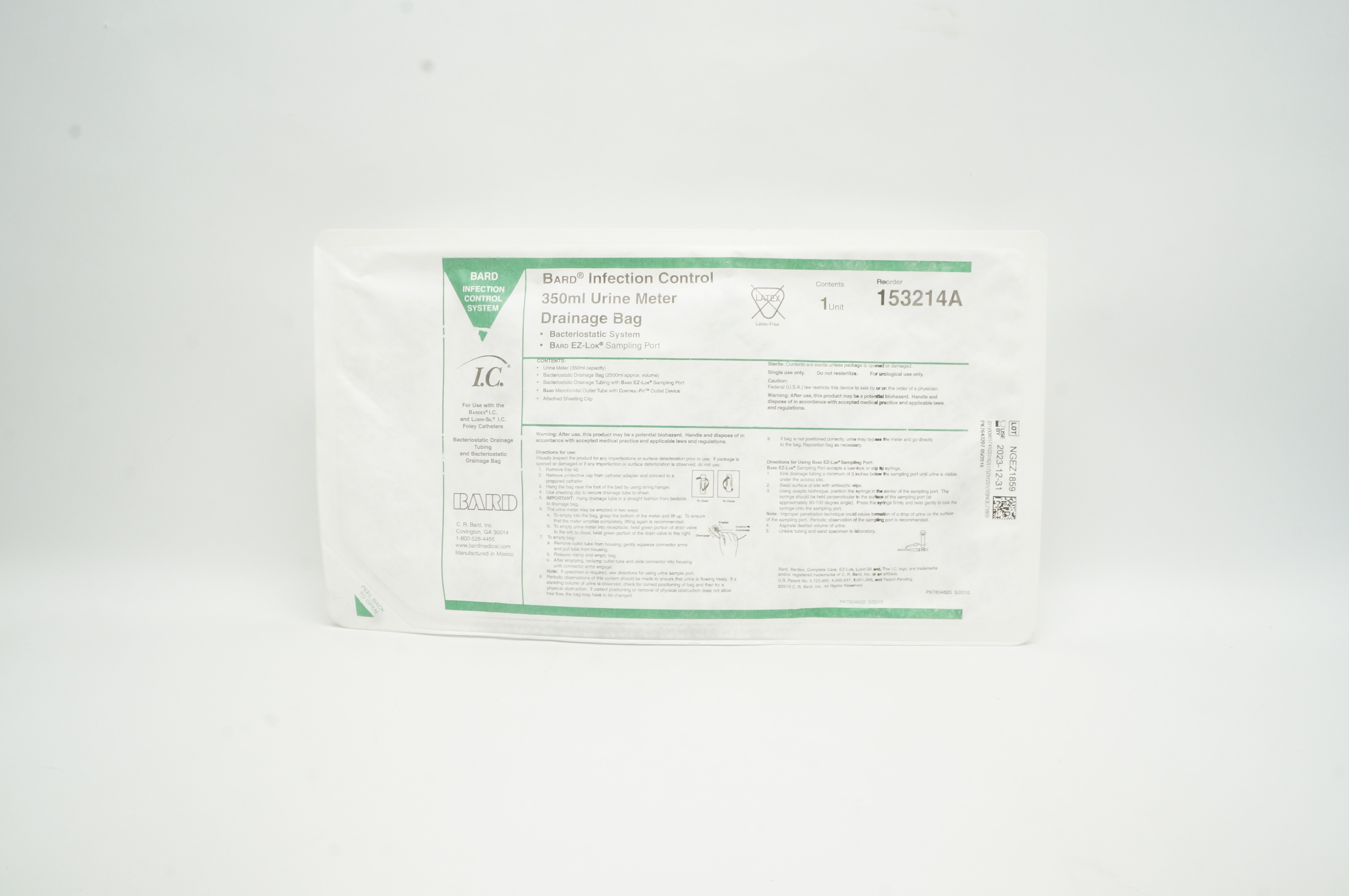 Bard 153214A Infection Control 350 ml Urine Meter Drainage Bag