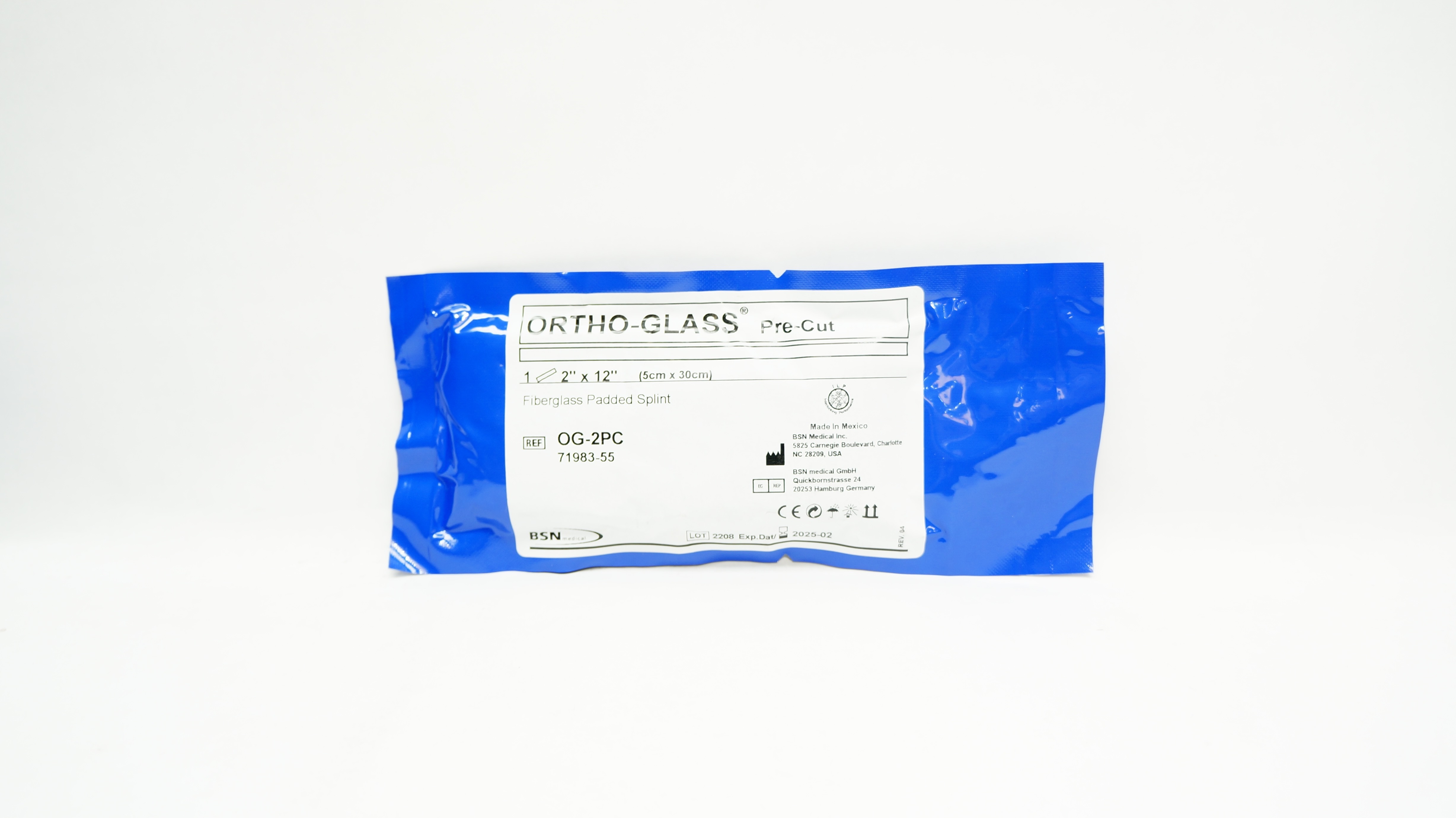 BSN Medical OG-2PC ORTHO-GLASS Pre-Cut Fiberglass Padded Splint 2inch x 12inch