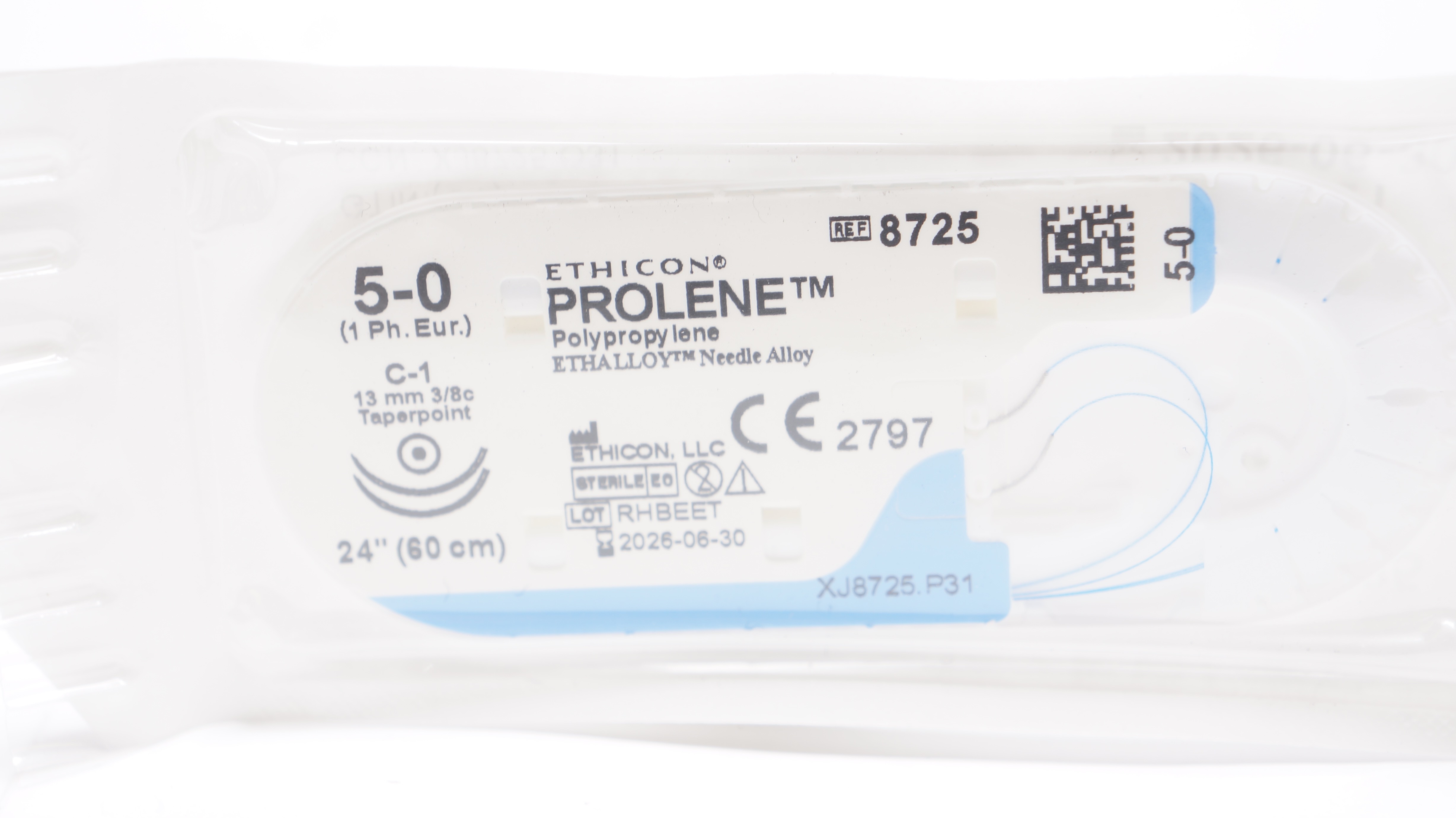 Ethicon 8725 5-0 PROLENE Polypropylene Stre C-1, 13mm 3/8c Taperpoint, 24inch