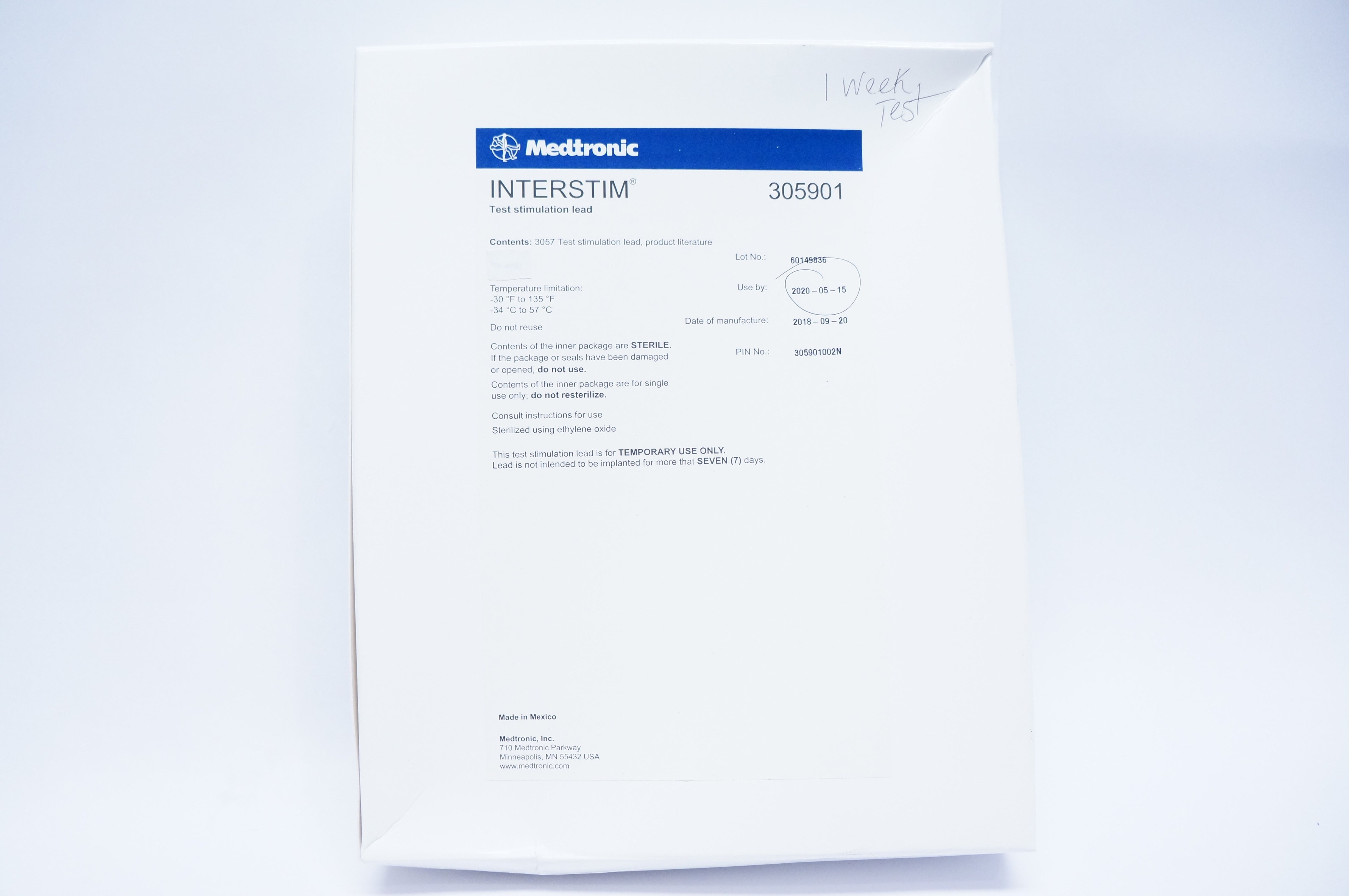 Medtronic 305901 INTERSTIM Test S t i m u l a t i o n Lead (x)