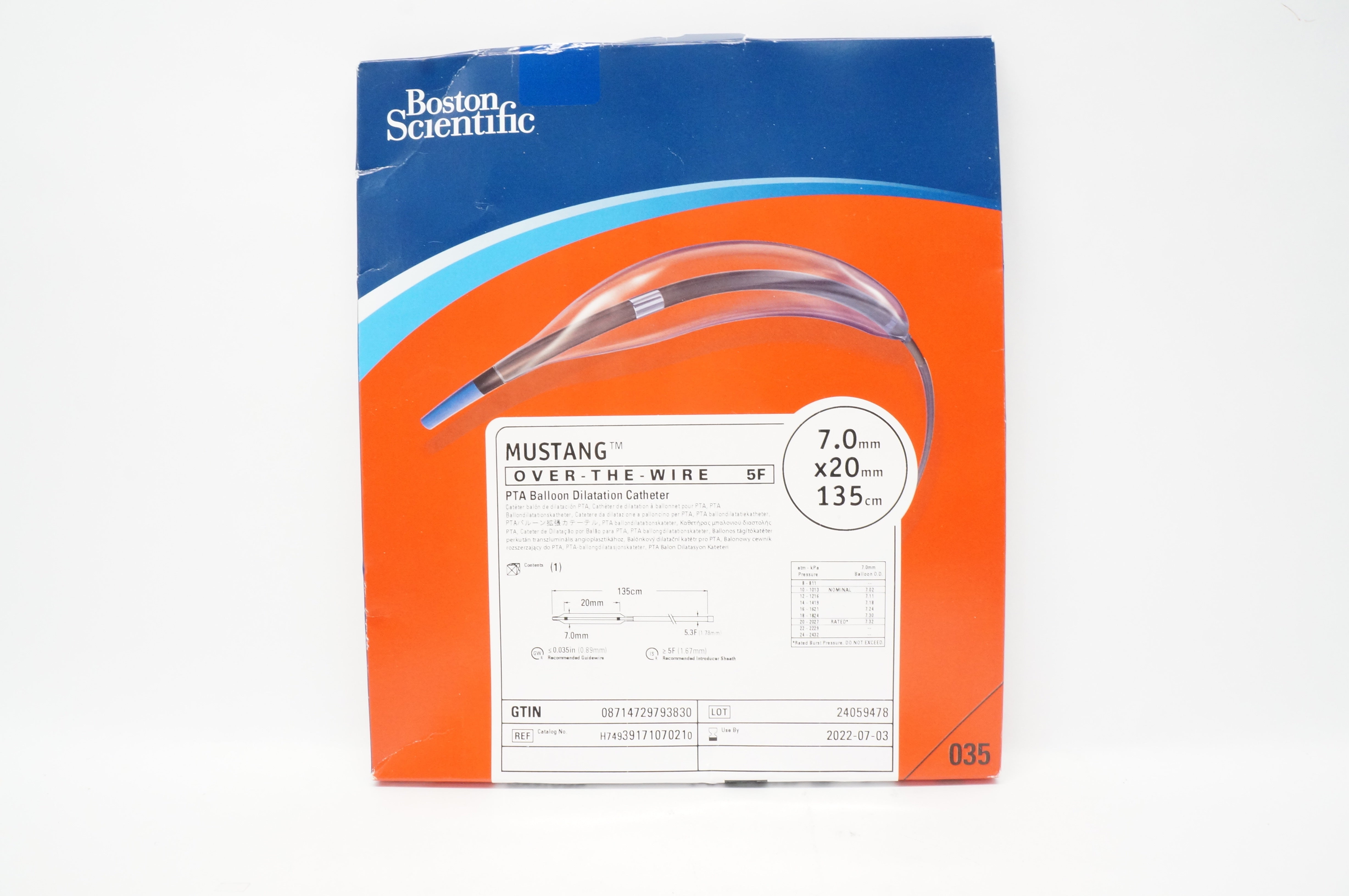 Boston Scientific 3917107021 MUSTANG PTA Balloon Cath. 5F, 7mm x 20mm