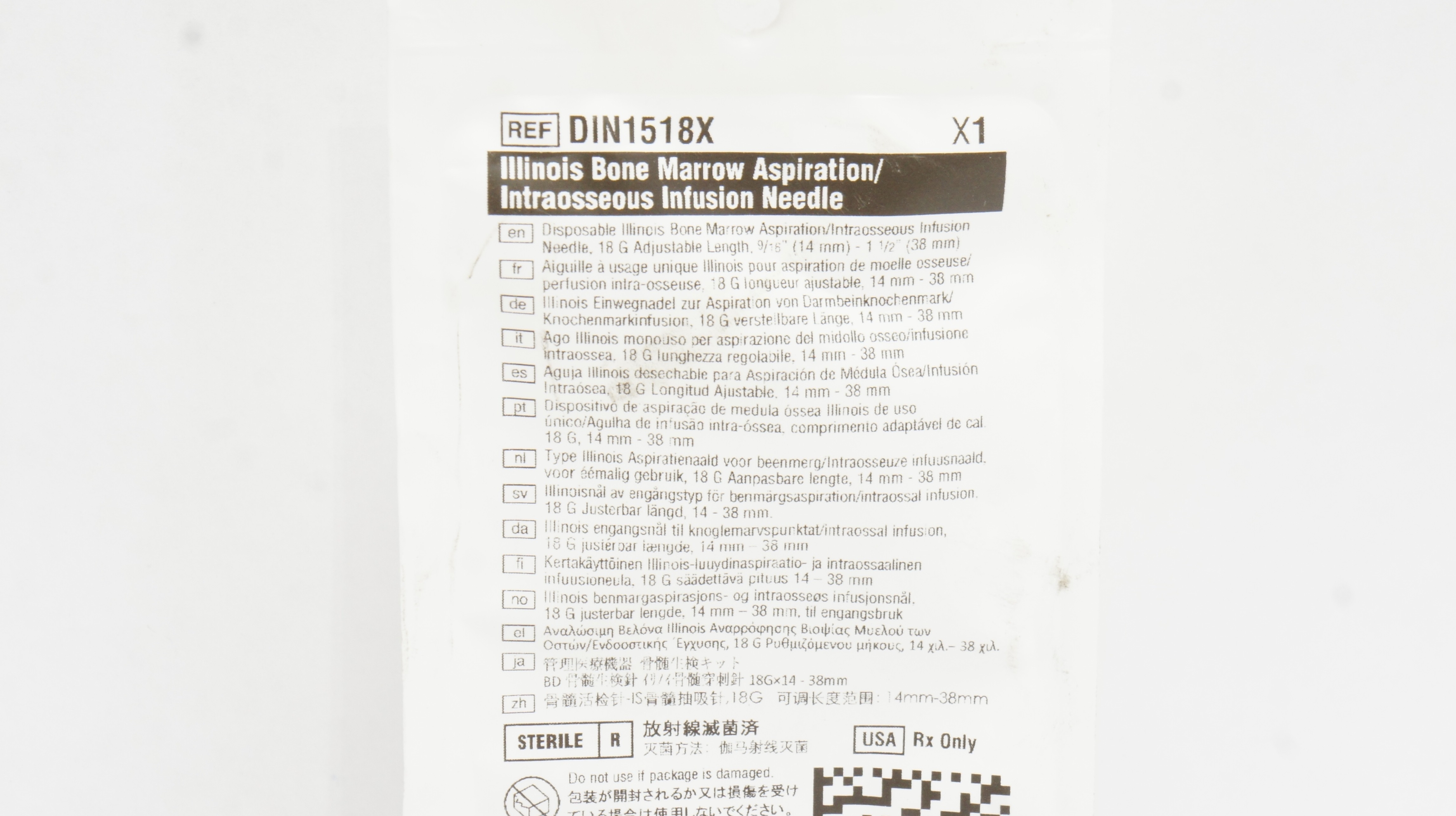 CareFusion DIN1518X Illinois Bone Marrow Aspiration Infusion Ndle 18G (x)