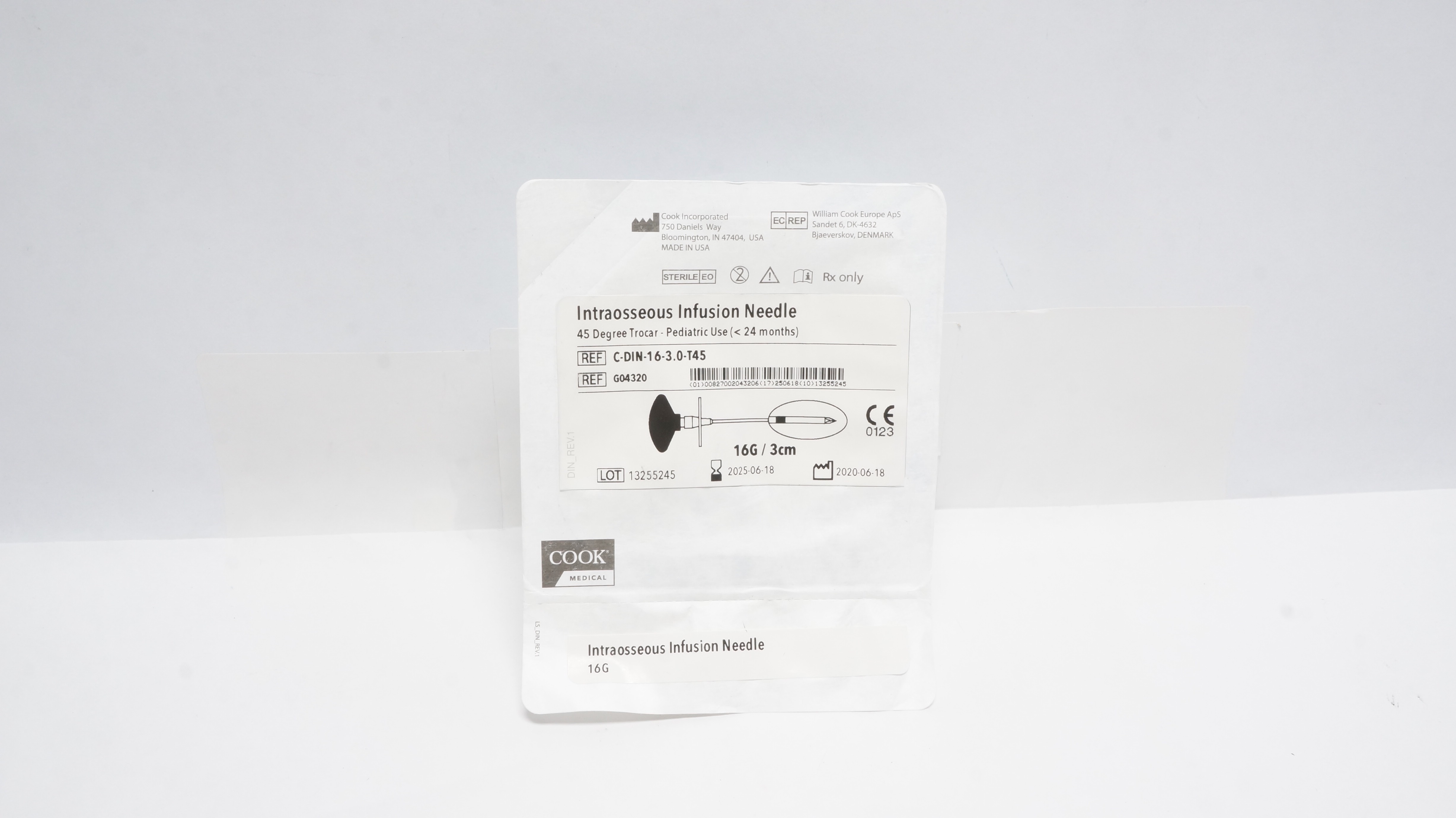 Cook Medical G04320 Intraosseous Infusion Needle 45° Trocar, 16G/3cm (x)