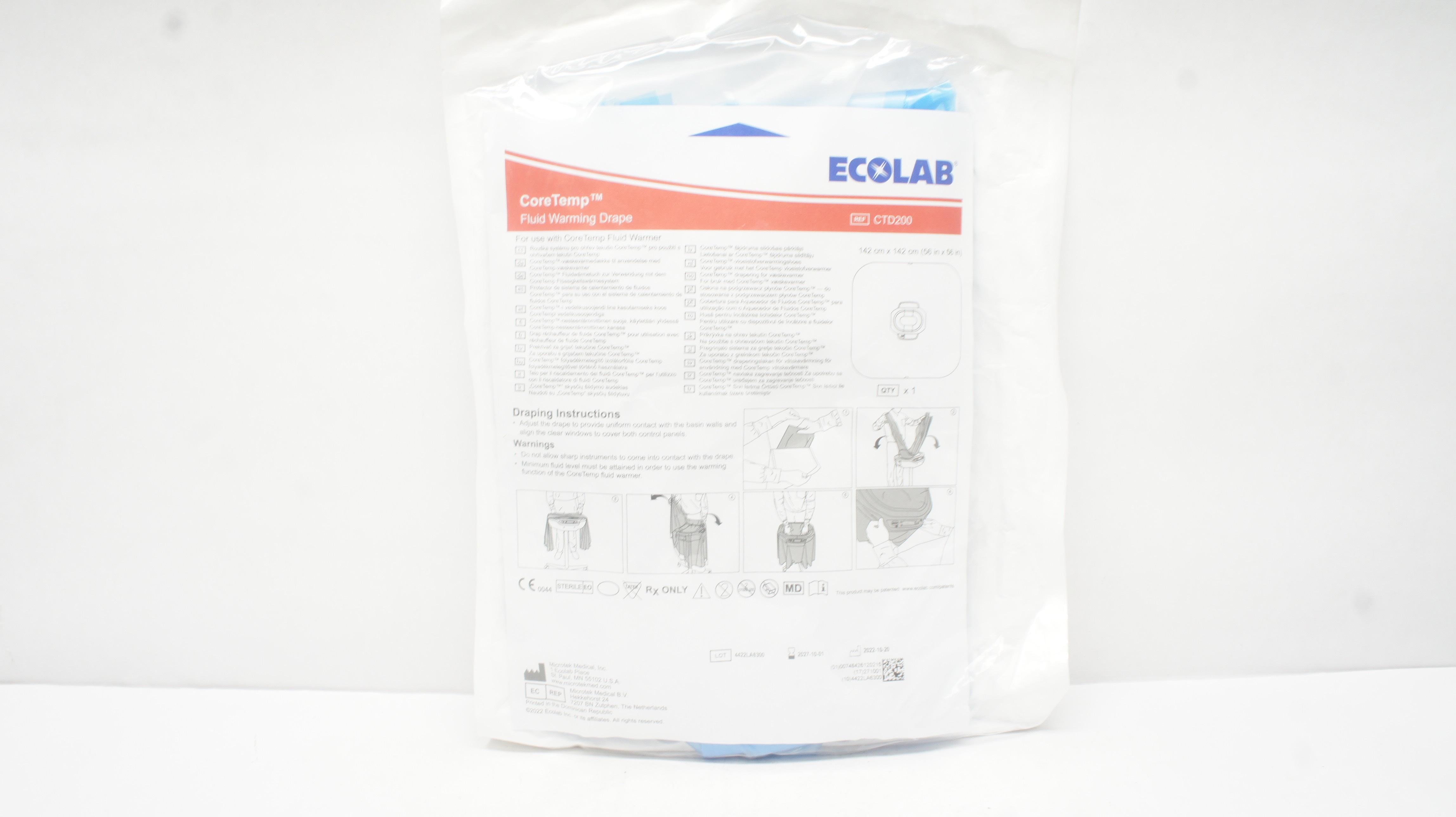 Microtek CTD200 Ecolab CoreTemp Fluid Warming Drape 56inch x 56inch
