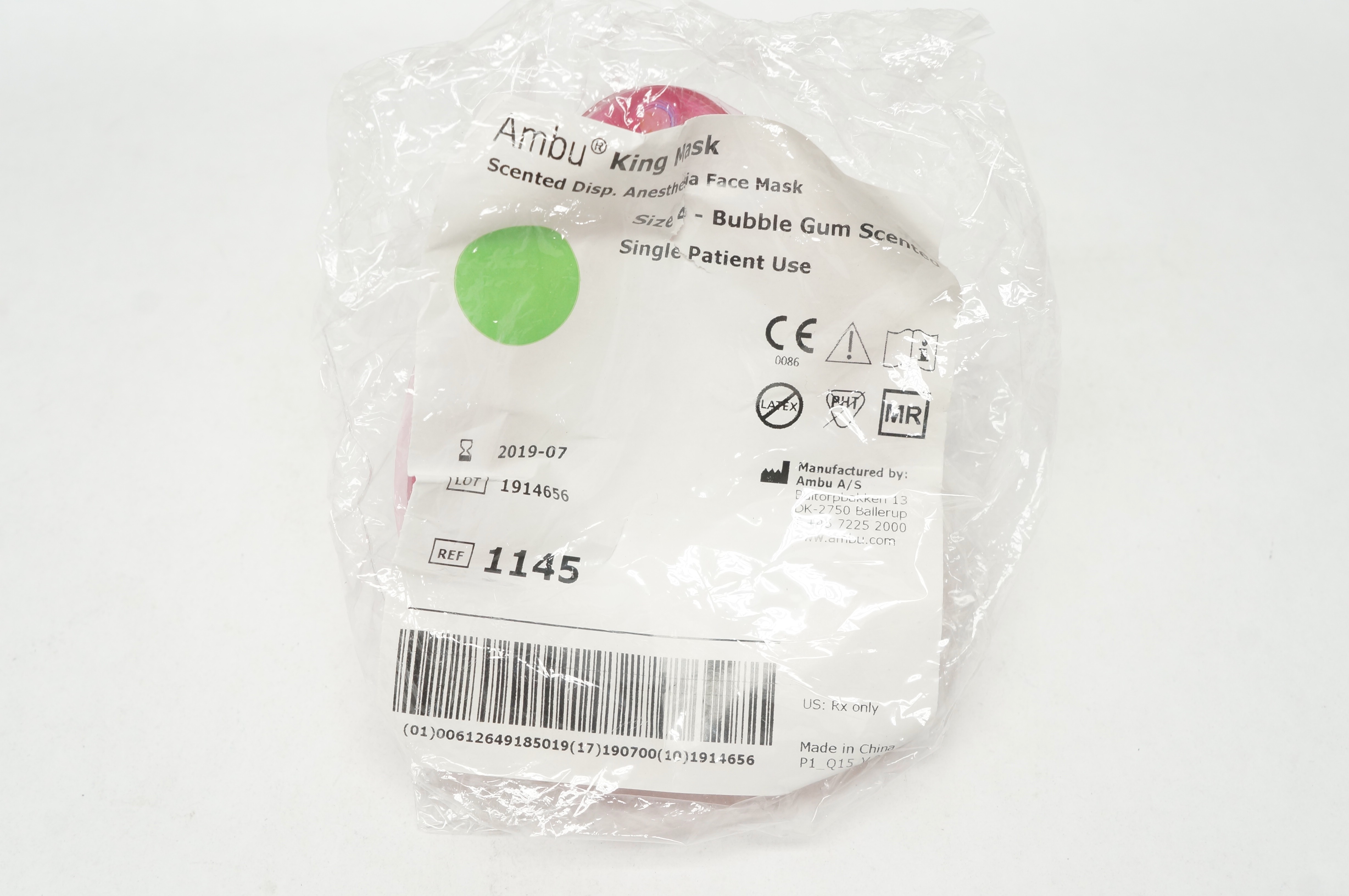 AMBU 1145 King Mask Anesthesia Face Mask Bubble Gum Scented, Size 4 (x)
