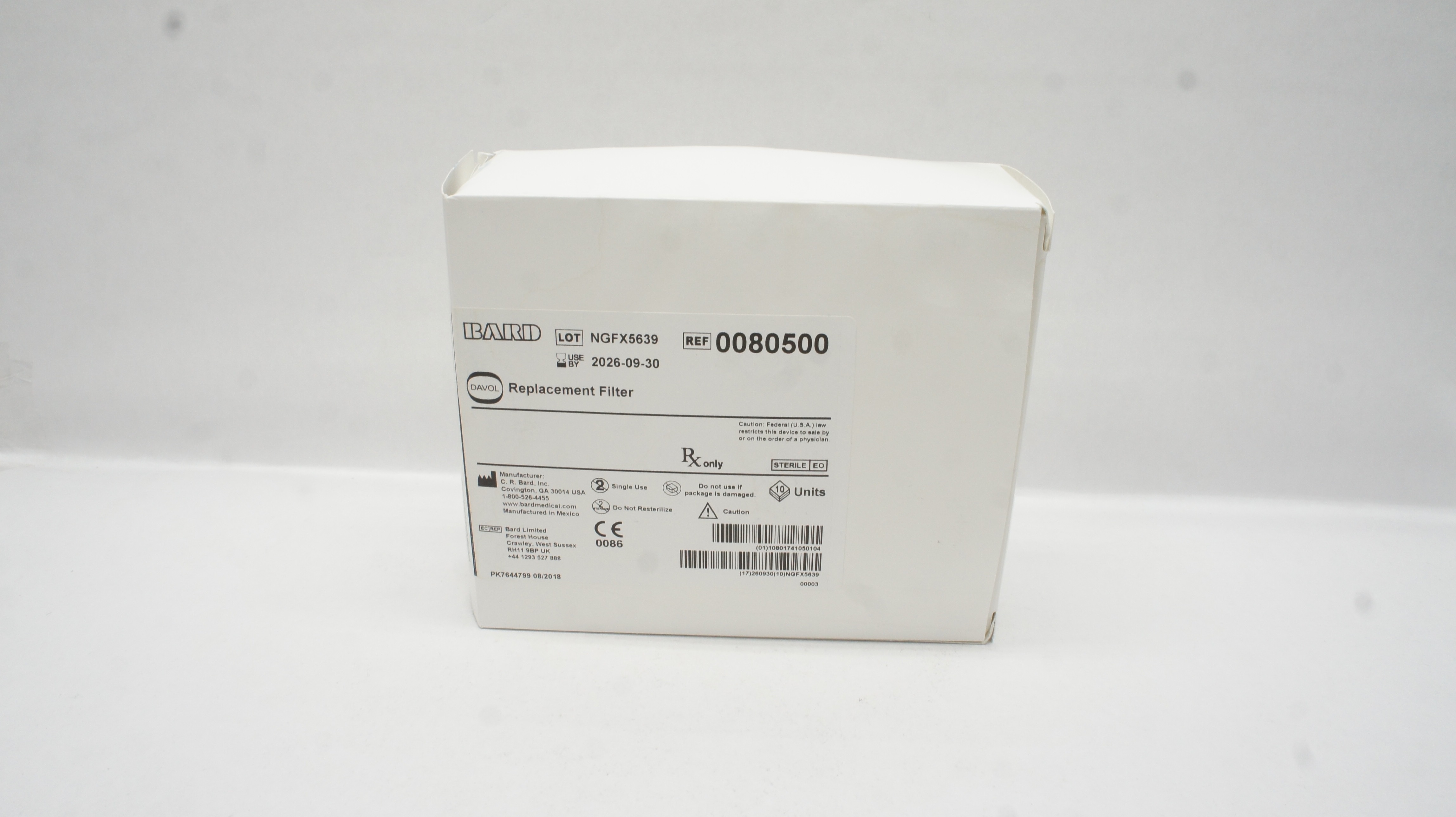 Bard 0080500 Davol Replacement Filter - Box of 10