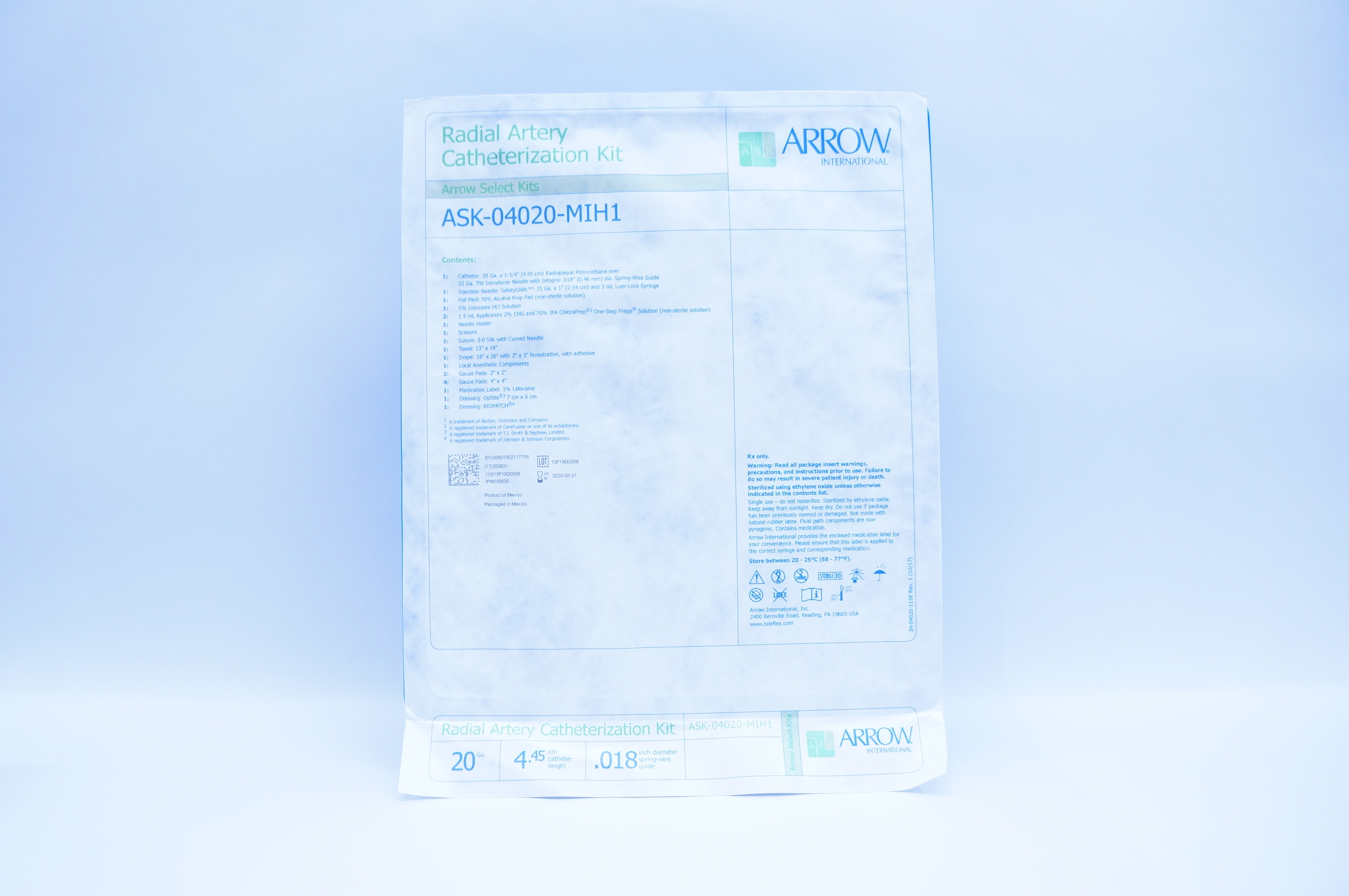 Arrow ASK-04020-HMH Radial Artery Catheterization Kit (x)