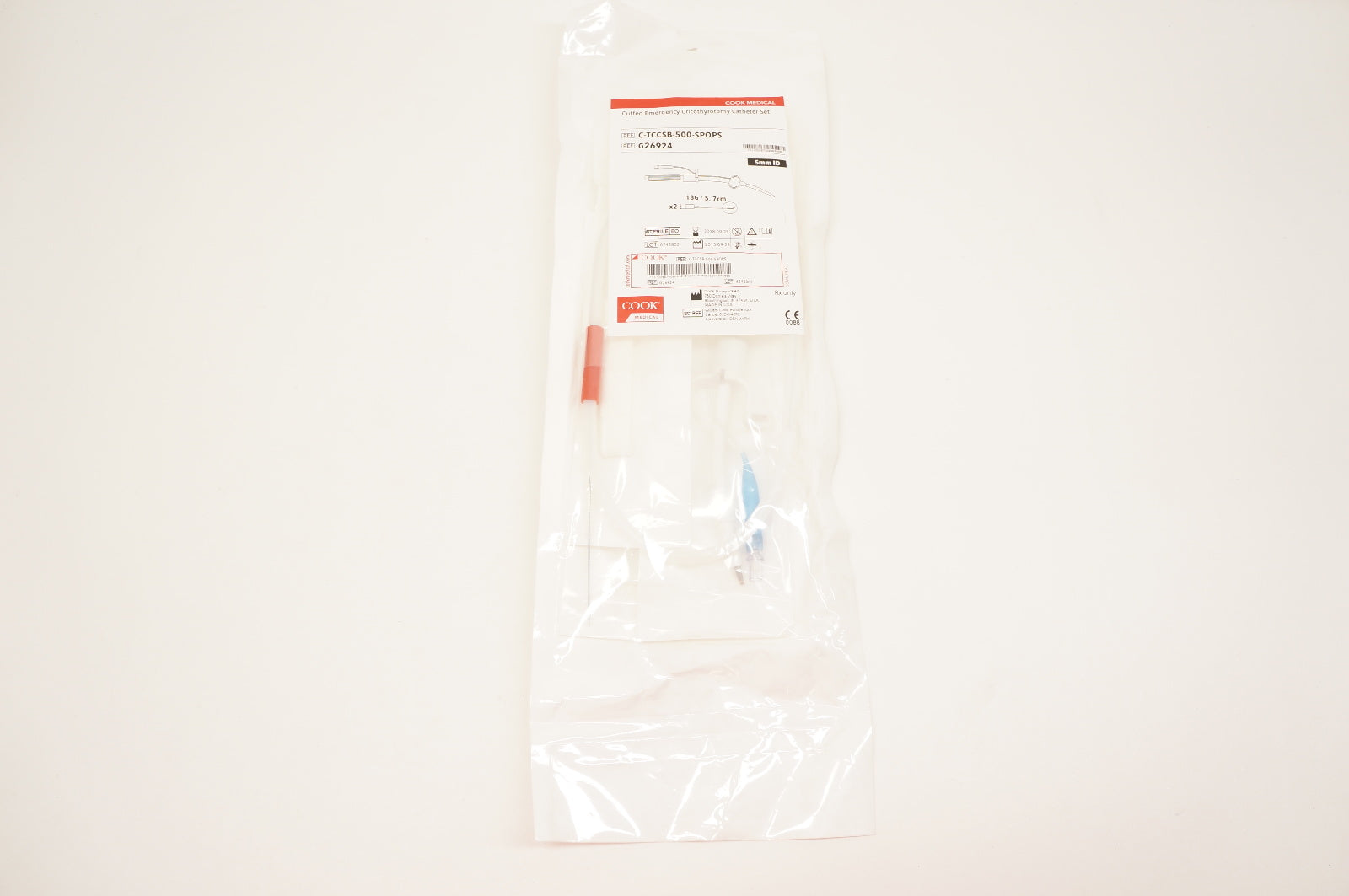 Cook Medical G26924 Cuffed Emergency Cricothyrotomy Cath. Set 5mm ID (x)